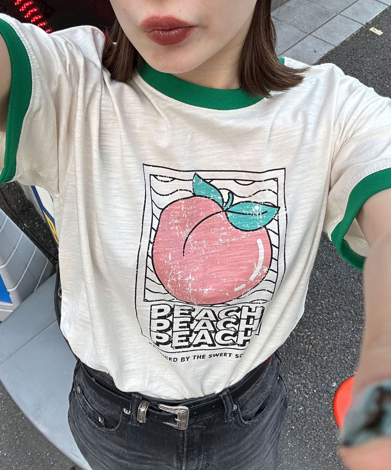 CIAOPANIC(チャオパニック) レディース プリントリンガーロゴTシャツ グリーン