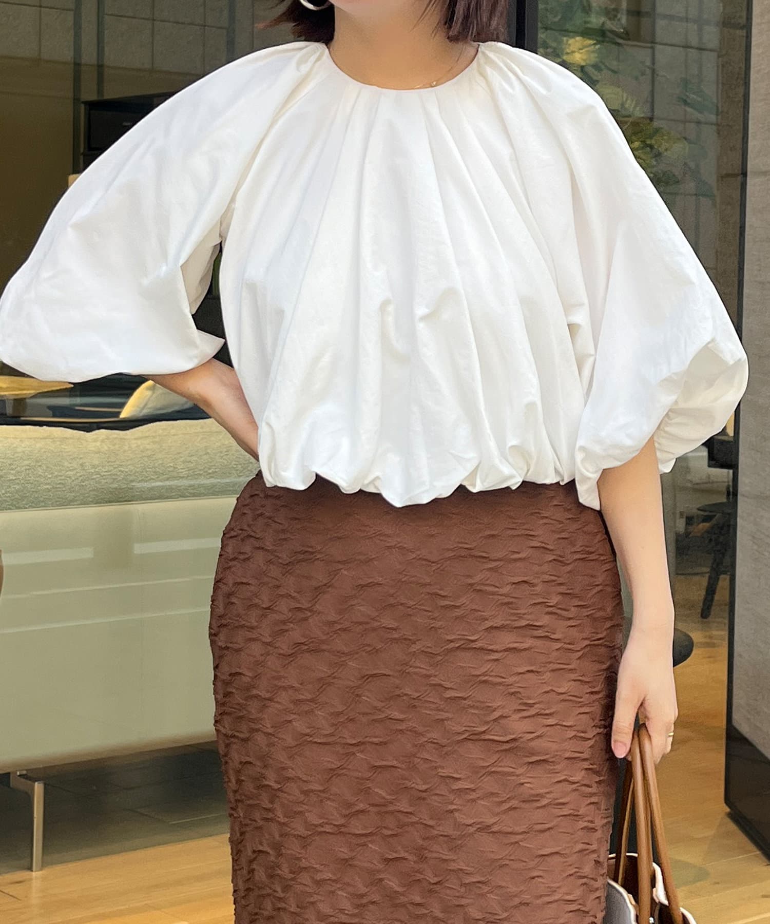 ショートギャザーバルーンブラウス | Chez toi(シェトワ ショートギャザーバルーンブラウス | Chez toi(シェトワ