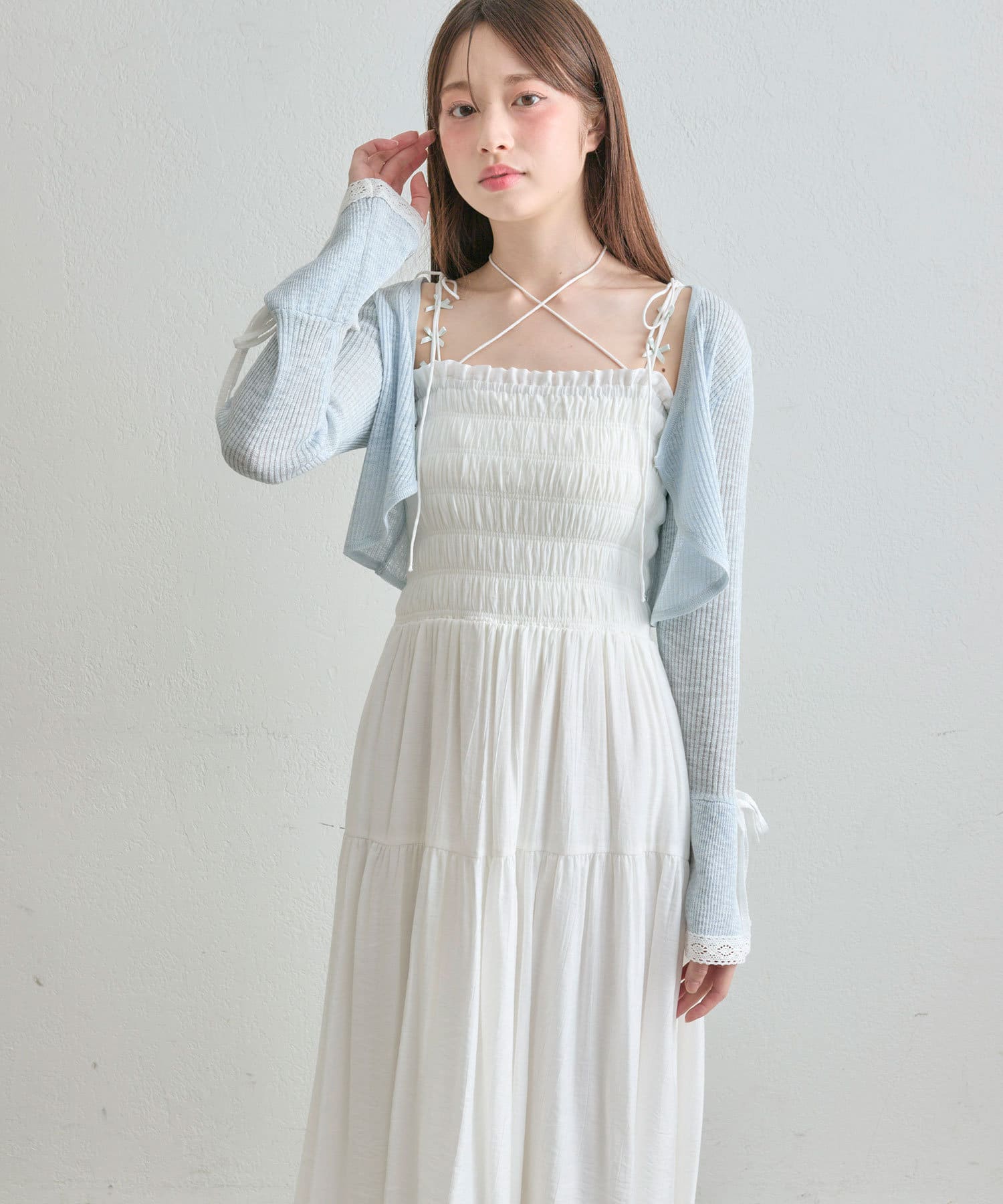 OLIVE des OLIVE シャーリングキャミワンピとボレロのセット SETアイテム】シャーリングキャミワンピとボレロのセット