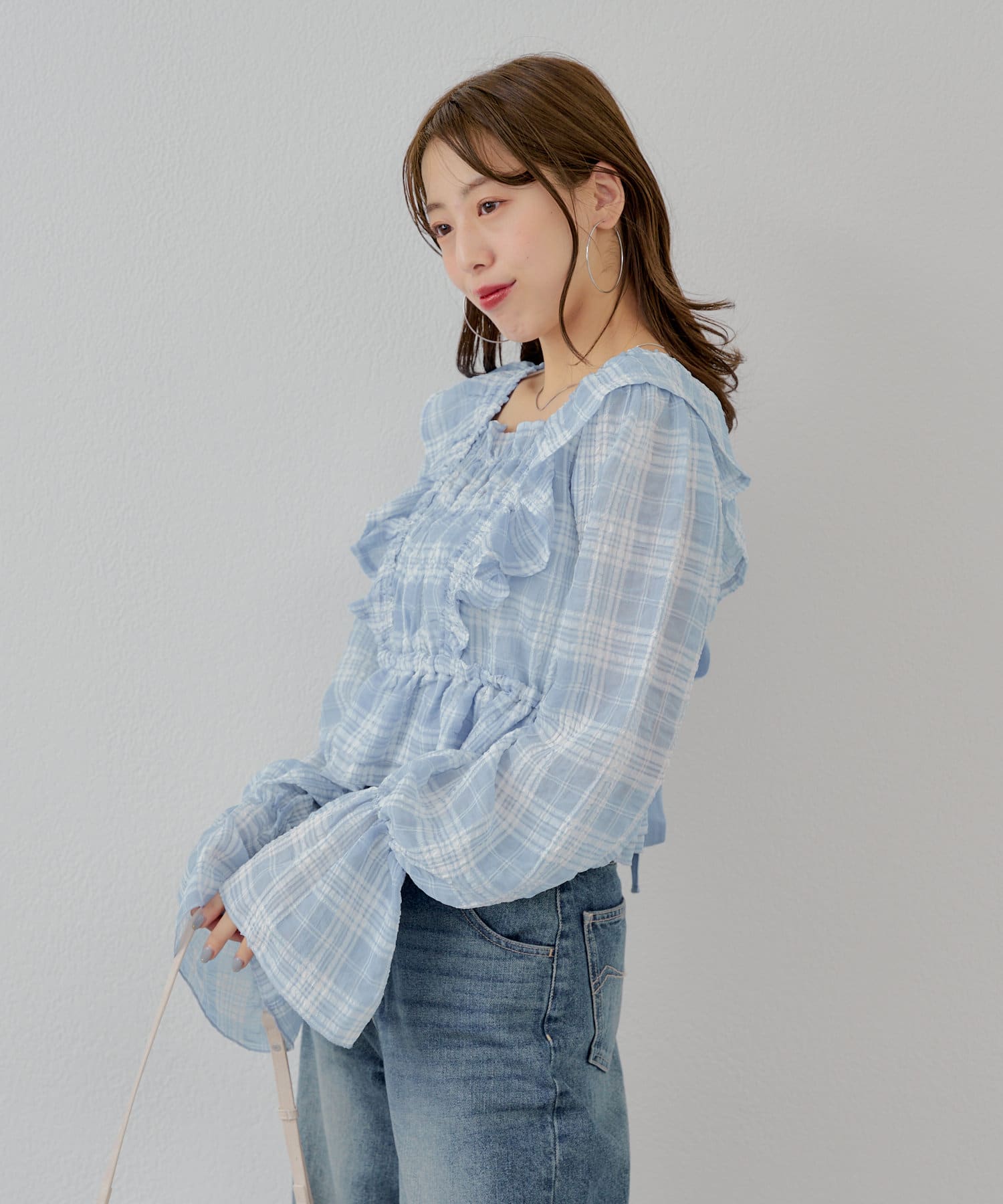 USAGI ONLINE限定】【Keep clean】バイカラーリボンブラウス