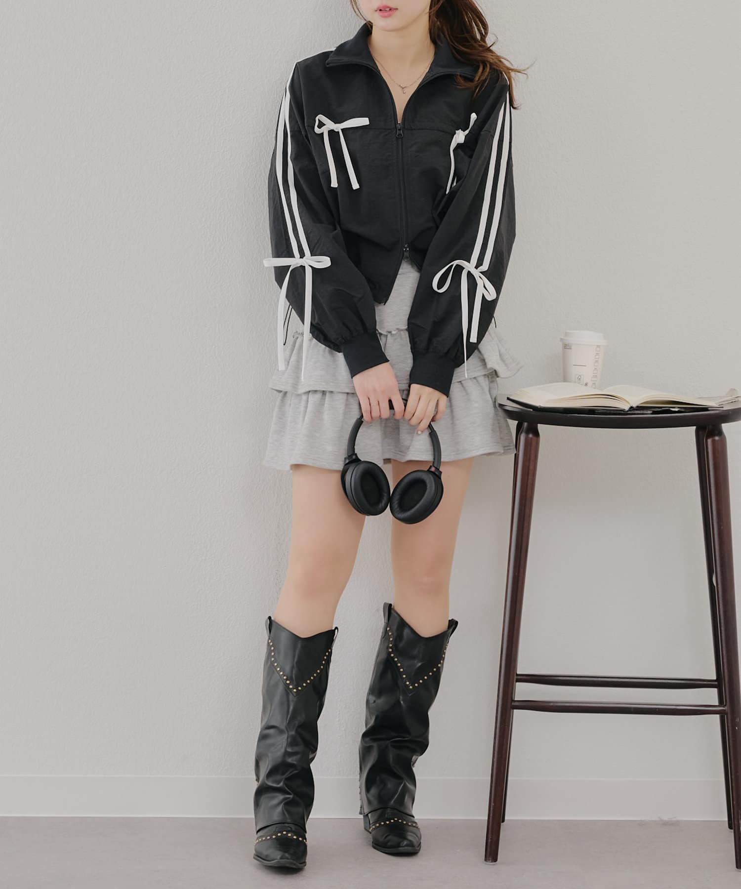 NICE CLAUP / OLIVE des OLIVE OUTLET(ナイスクラップ  / オリーブ デ オリーブ アウトレット) 【春の新作】【MARCHES】ライン&リボンブルゾン