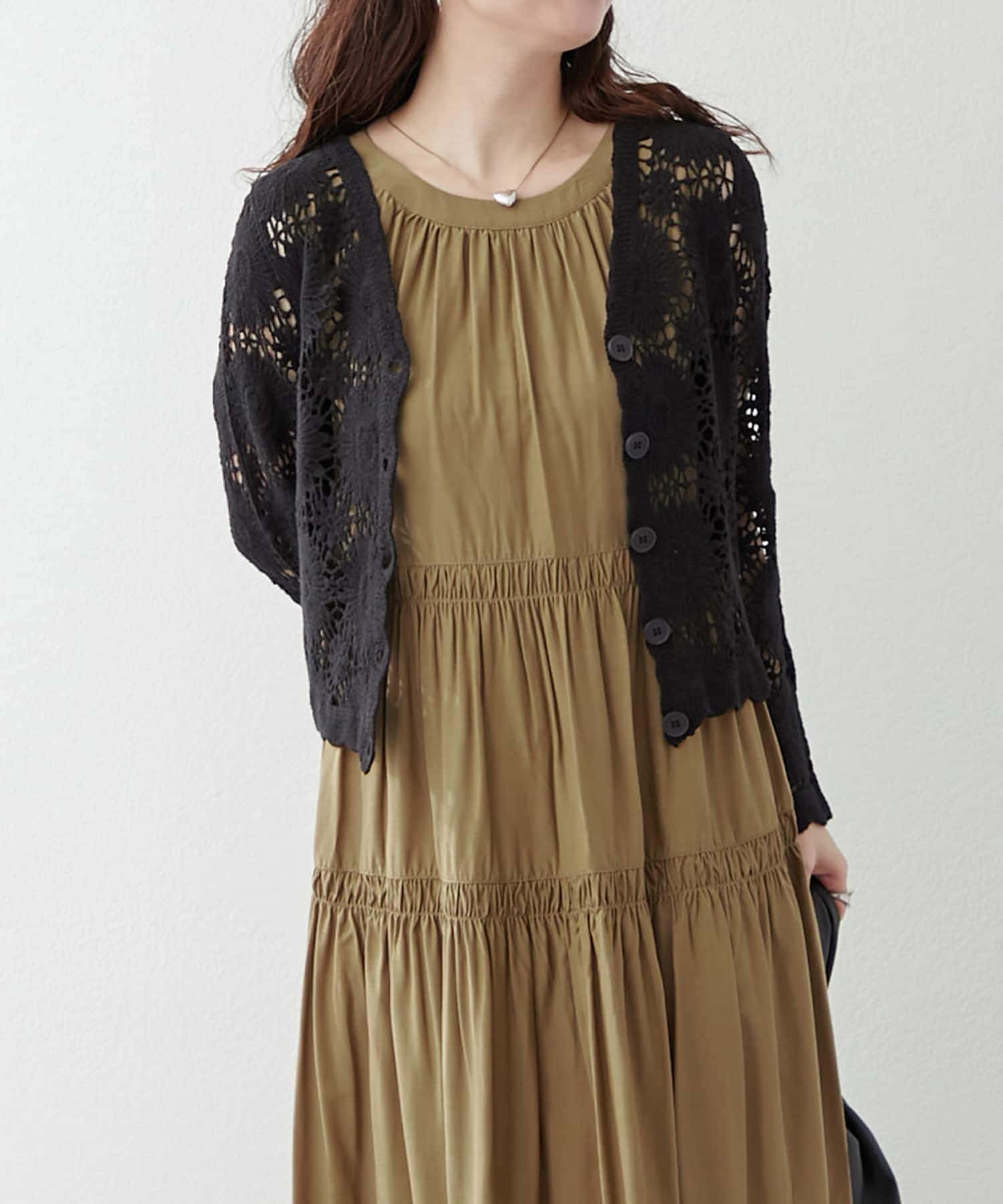 NICE CLAUP / OLIVE des OLIVE OUTLET(ナイスクラップ  / オリーブ デ オリーブ アウトレット) 透かし編みカーデ