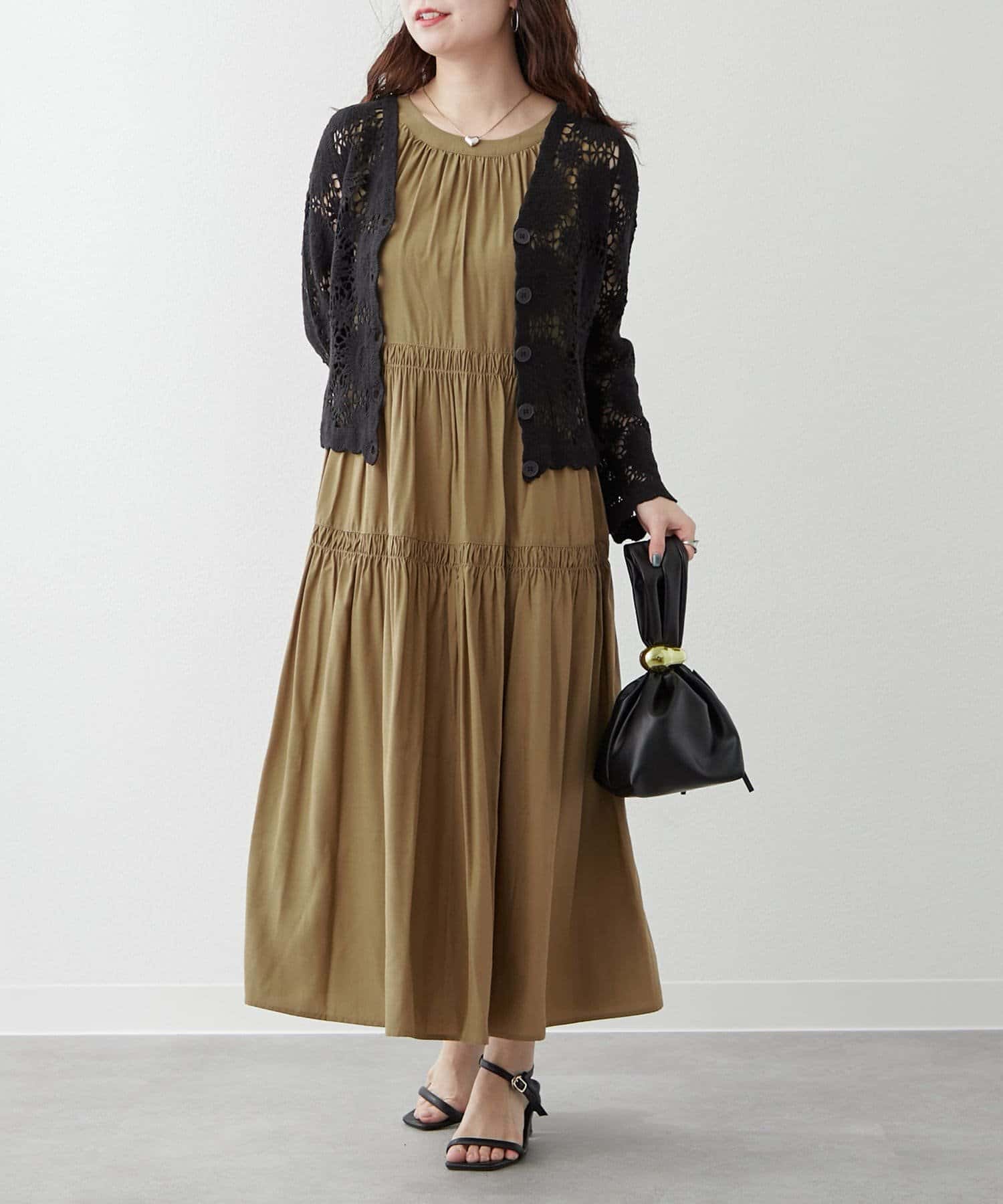 NICE CLAUP / OLIVE des OLIVE OUTLET(ナイスクラップ  / オリーブ デ オリーブ アウトレット) 透かし編みカーデ