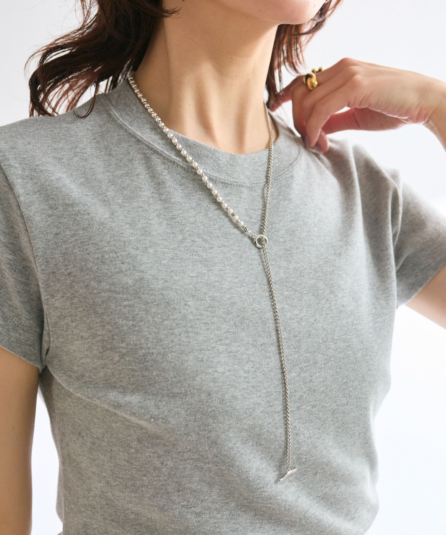 RIVE DROITE(リヴドロワ) 【コーデが華やぐ】パール切替ラリエット