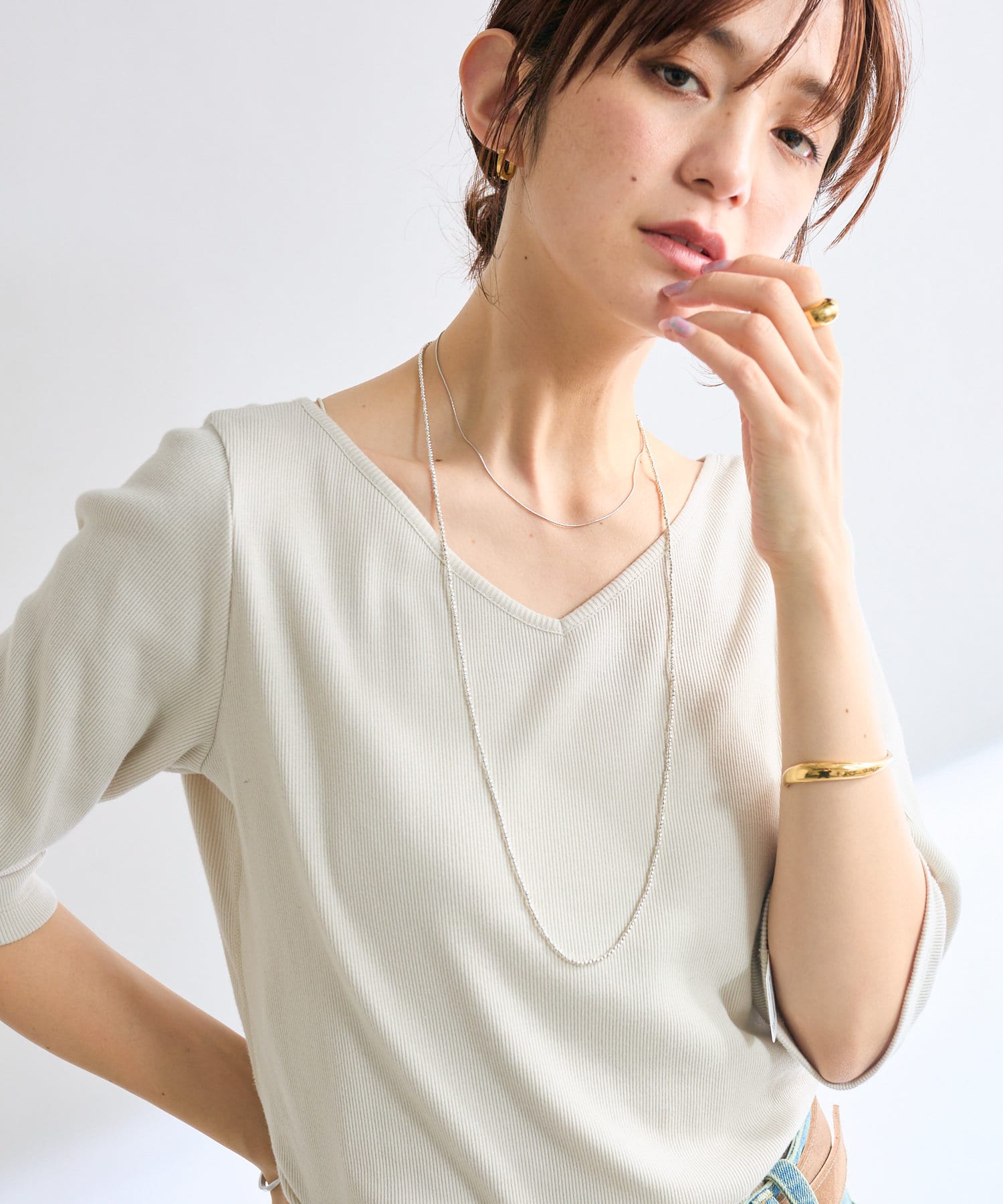 　156　ヘマタイト　ロングチェーン　ネックレス les bon bon｜gloss long necklace ネックレス ヘマタイト