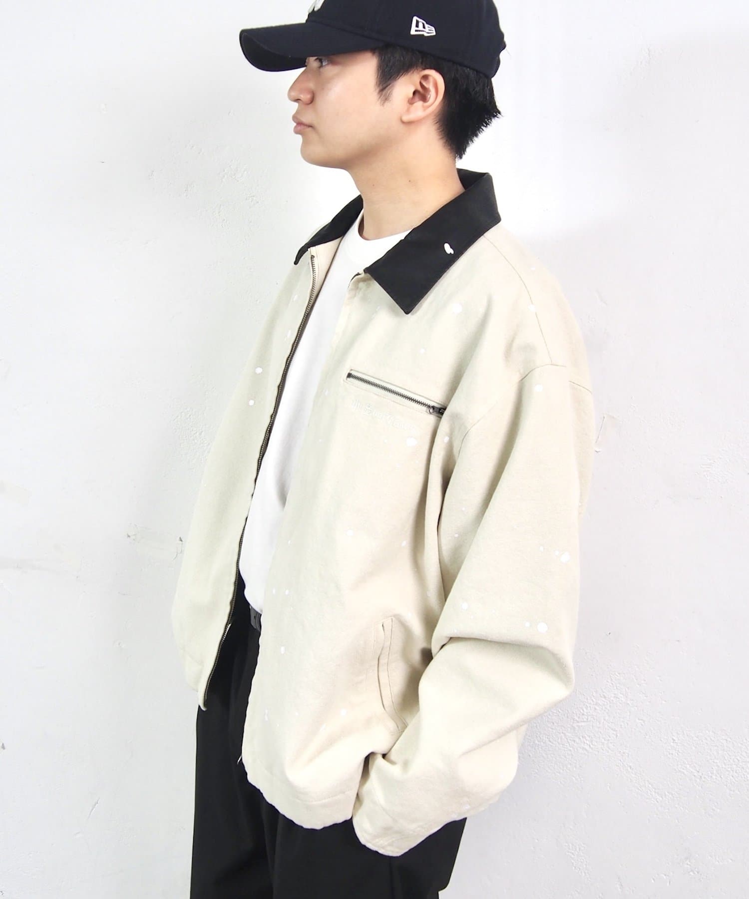 UNISEX/ユニセックス】SOURCREAM/襟レザー切替ダックジャケット UNISEX/ユニセックス】SOURCREAM/襟レザー切替ダックジャケット