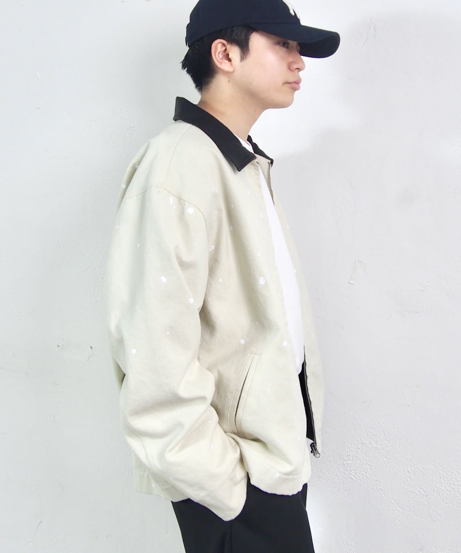 UNISEX/ユニセックス】SOURCREAM/襟レザー切替ダックジャケット