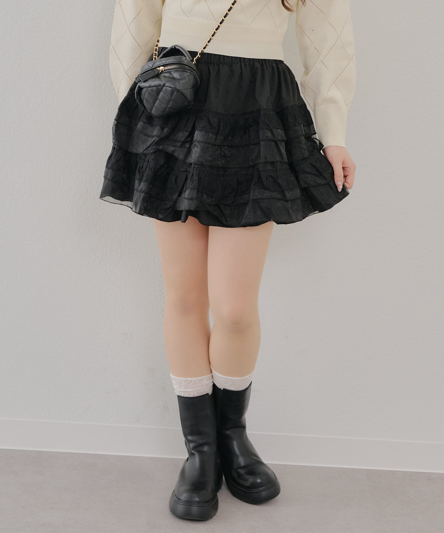 NICE CLAUP / OLIVE des OLIVE OUTLET(ナイスクラップ  / オリーブ デ オリーブ アウトレット) 【春の新作】【OUTLET限定】レースティアードミニスカート