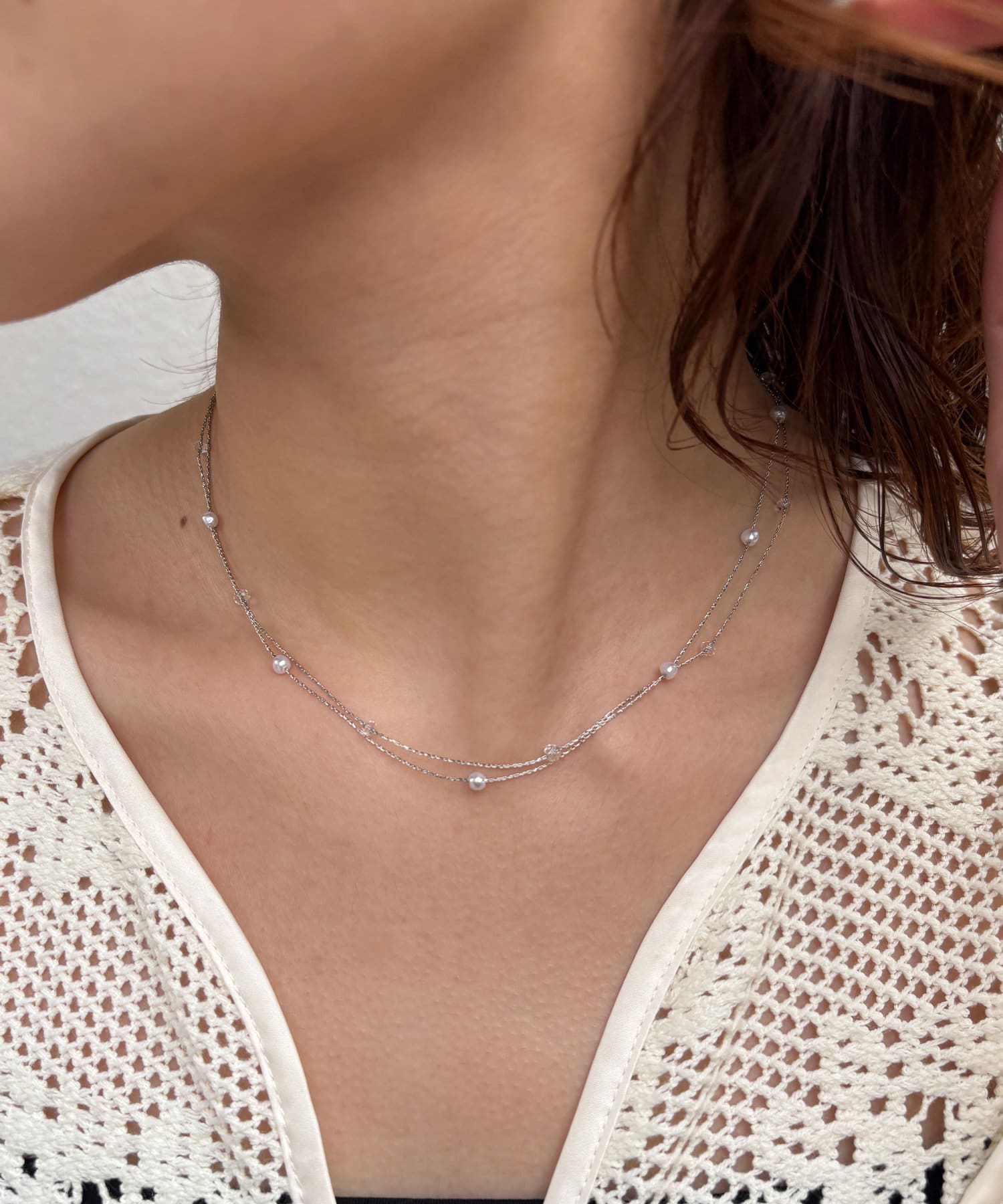 Lattice(ラティス) 華奢パール2連ネックレス