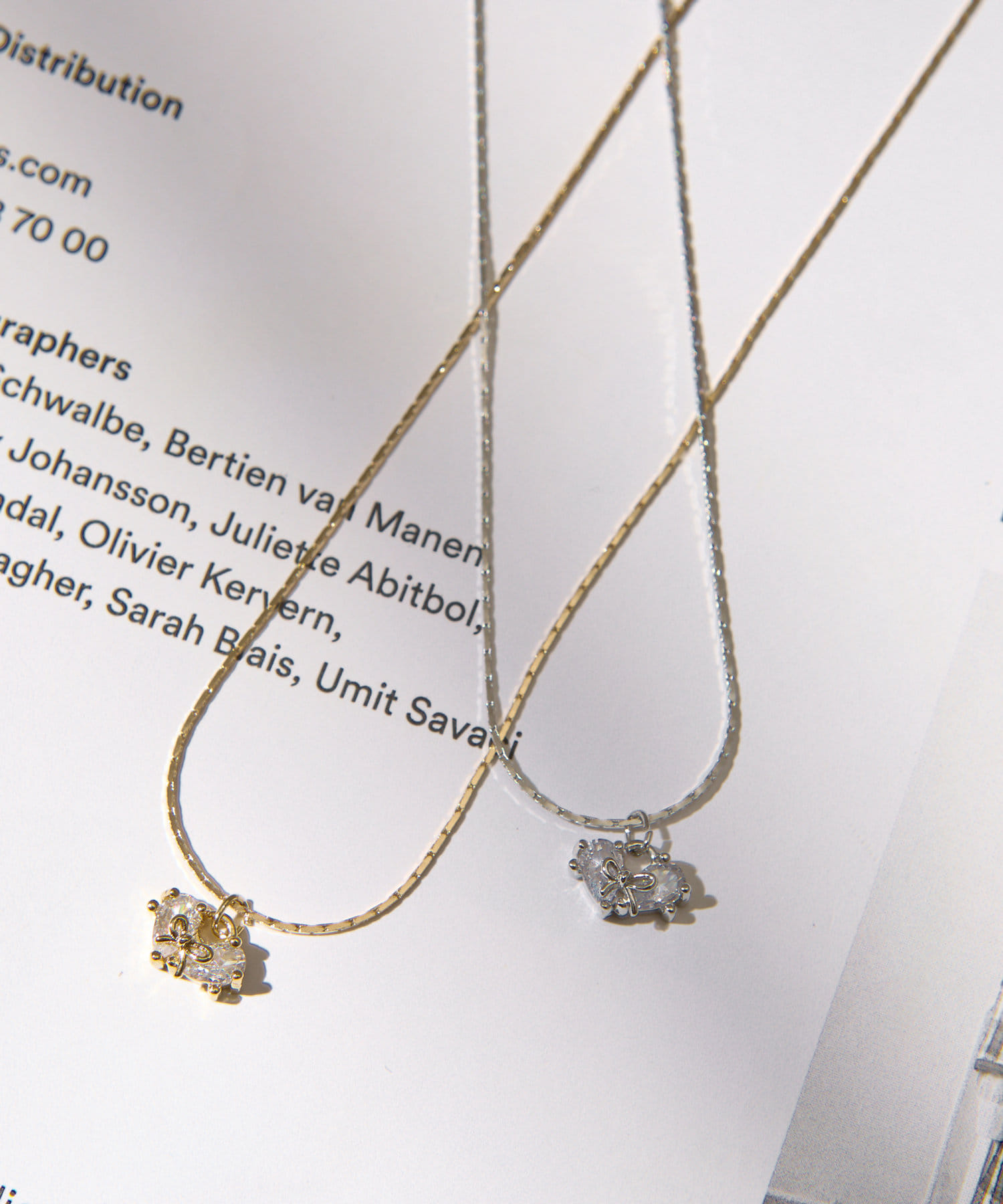 Lattice(ラティス) リボンハートストーンネックレス