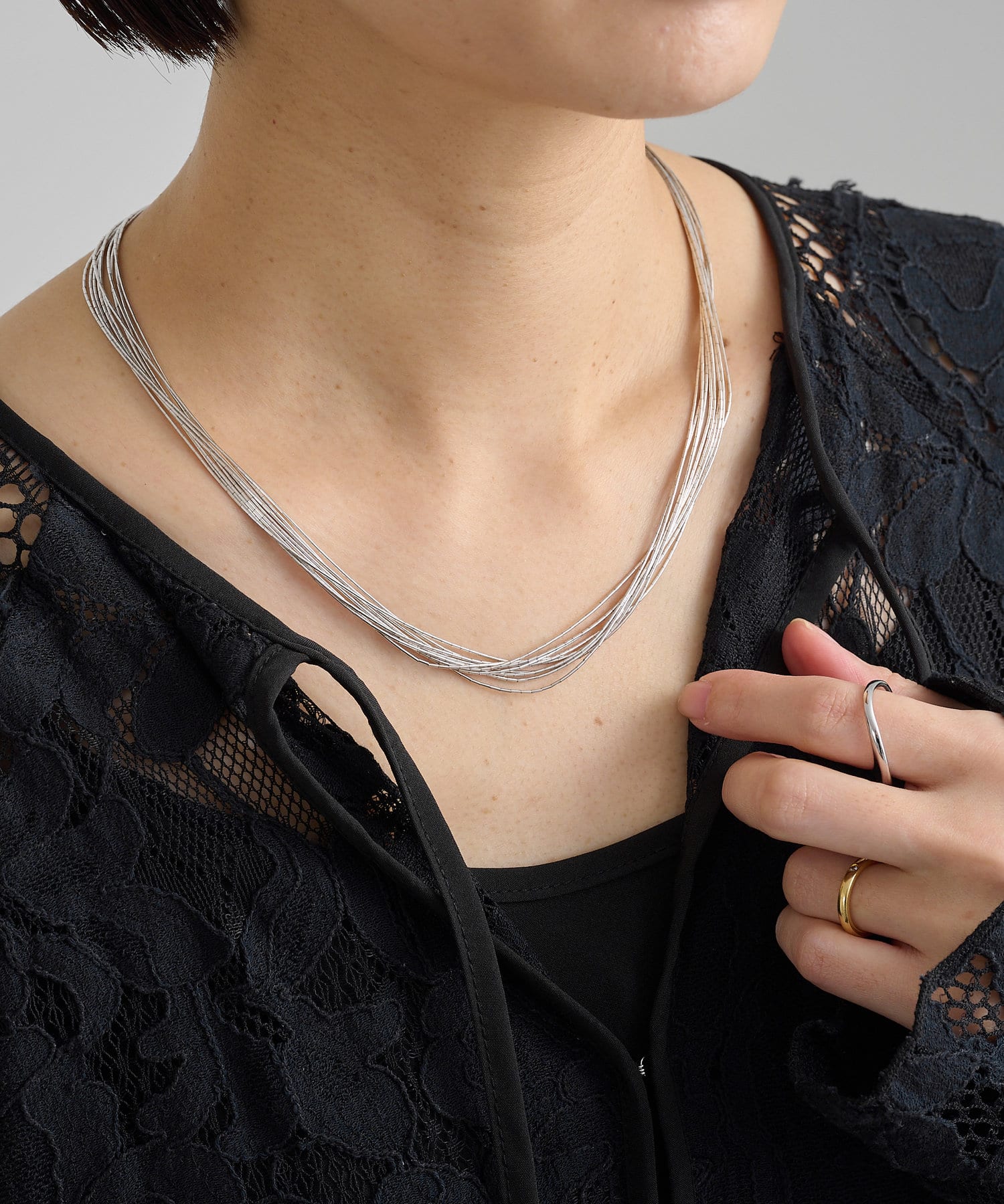 Omekashi(オメカシ) レディース LIQUID SILVER NECKLACE 10st 45cm シルバー