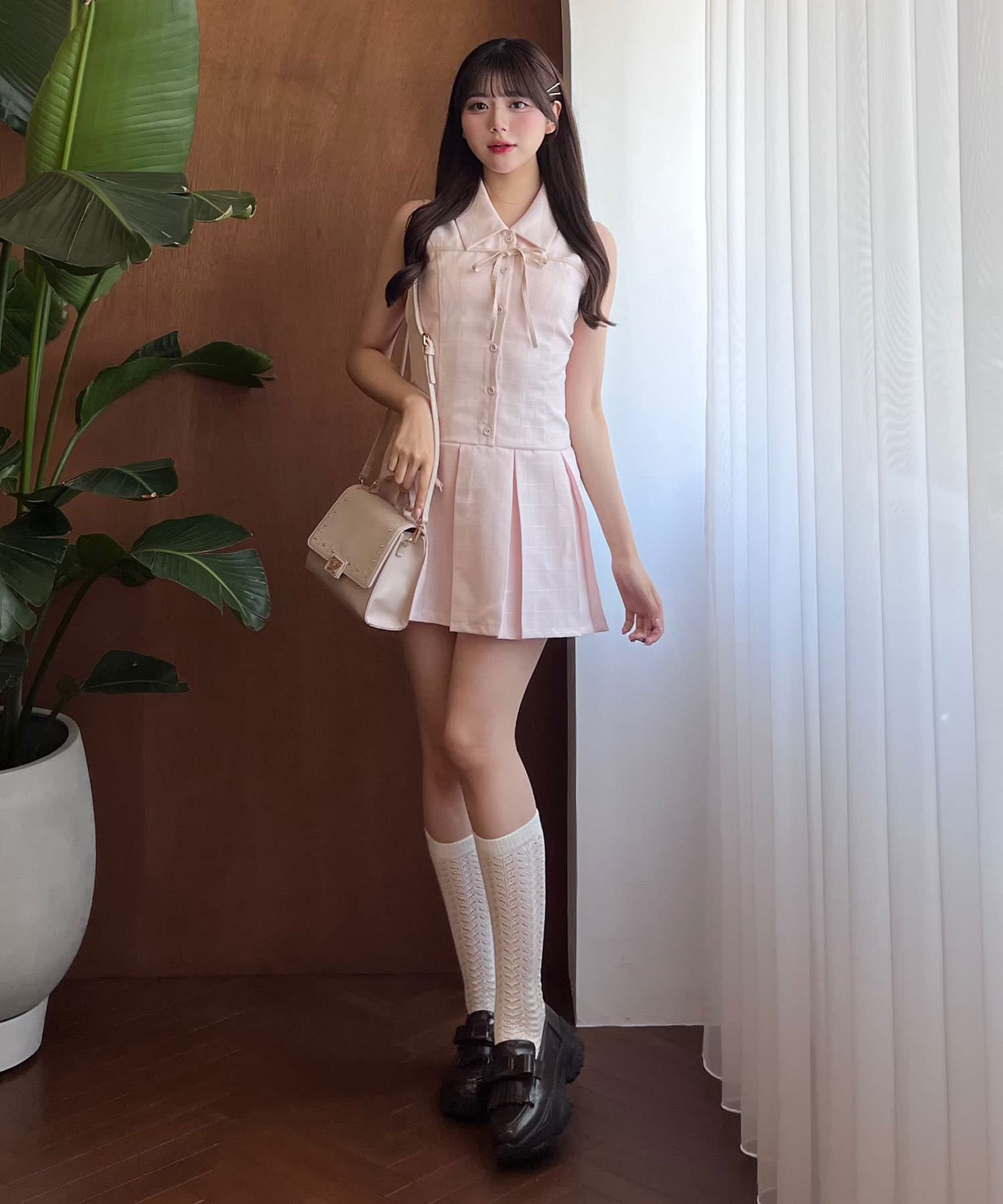 OLIVE des OLIVE(オリーブ デ オリーブ) 【SNSでバズり中/新色追加】YUI企画　ノースリーブシャツミニワンピース