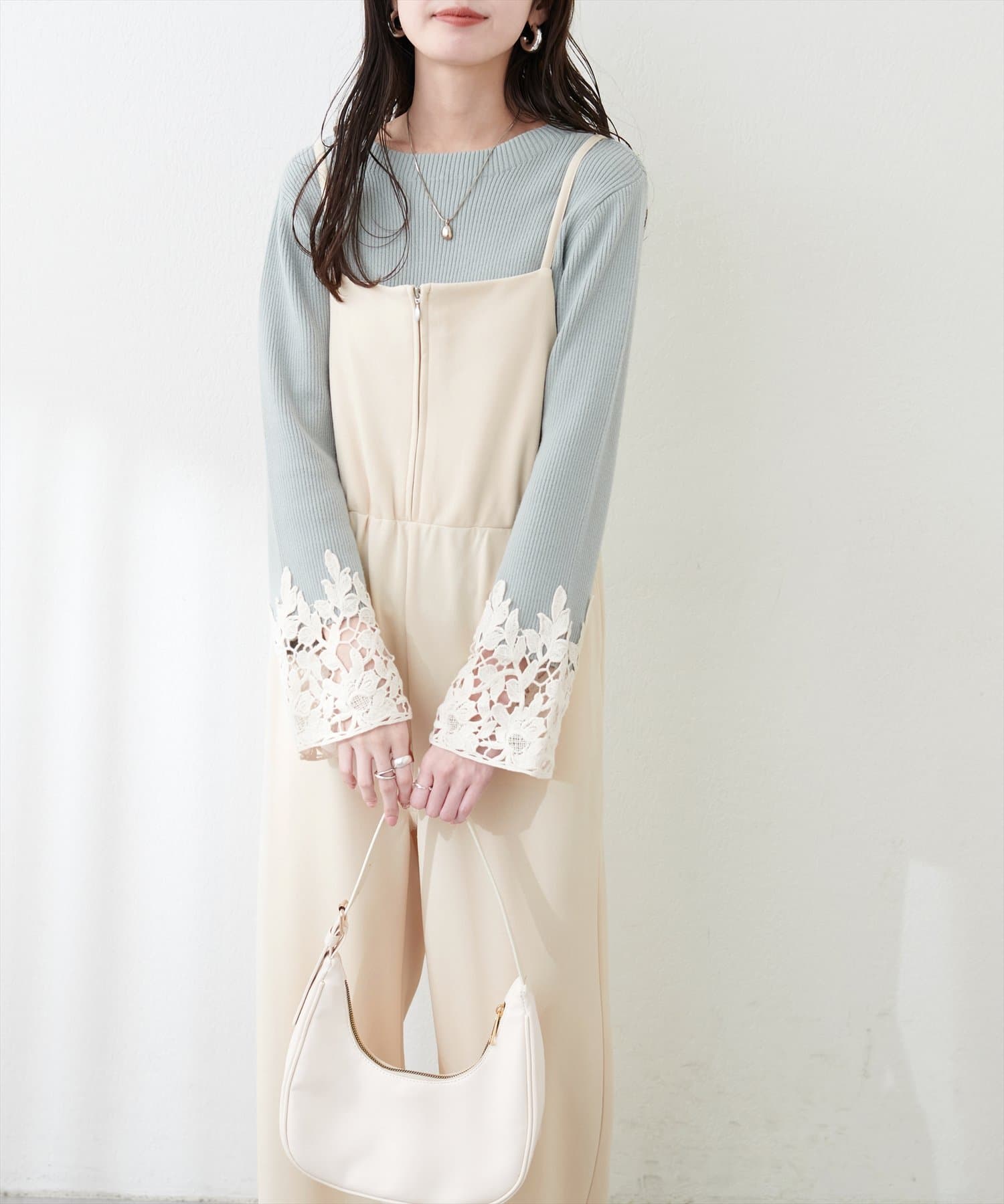 mamamo】カットソーフロントZIPサロペ | natural couture
