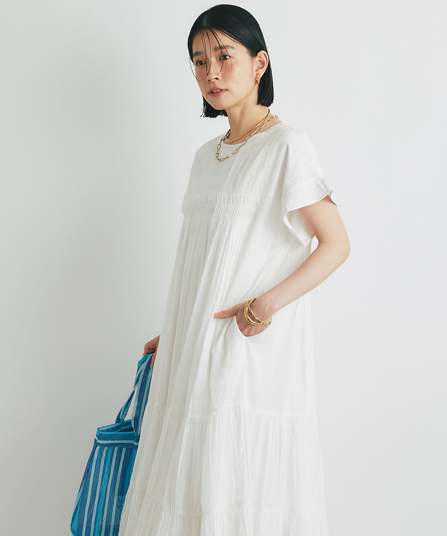 ウィップボタンピンタックアンバルワンピース 2WAY仕様》前後2WAYインド綿ピンタックワンピース | un dix cors