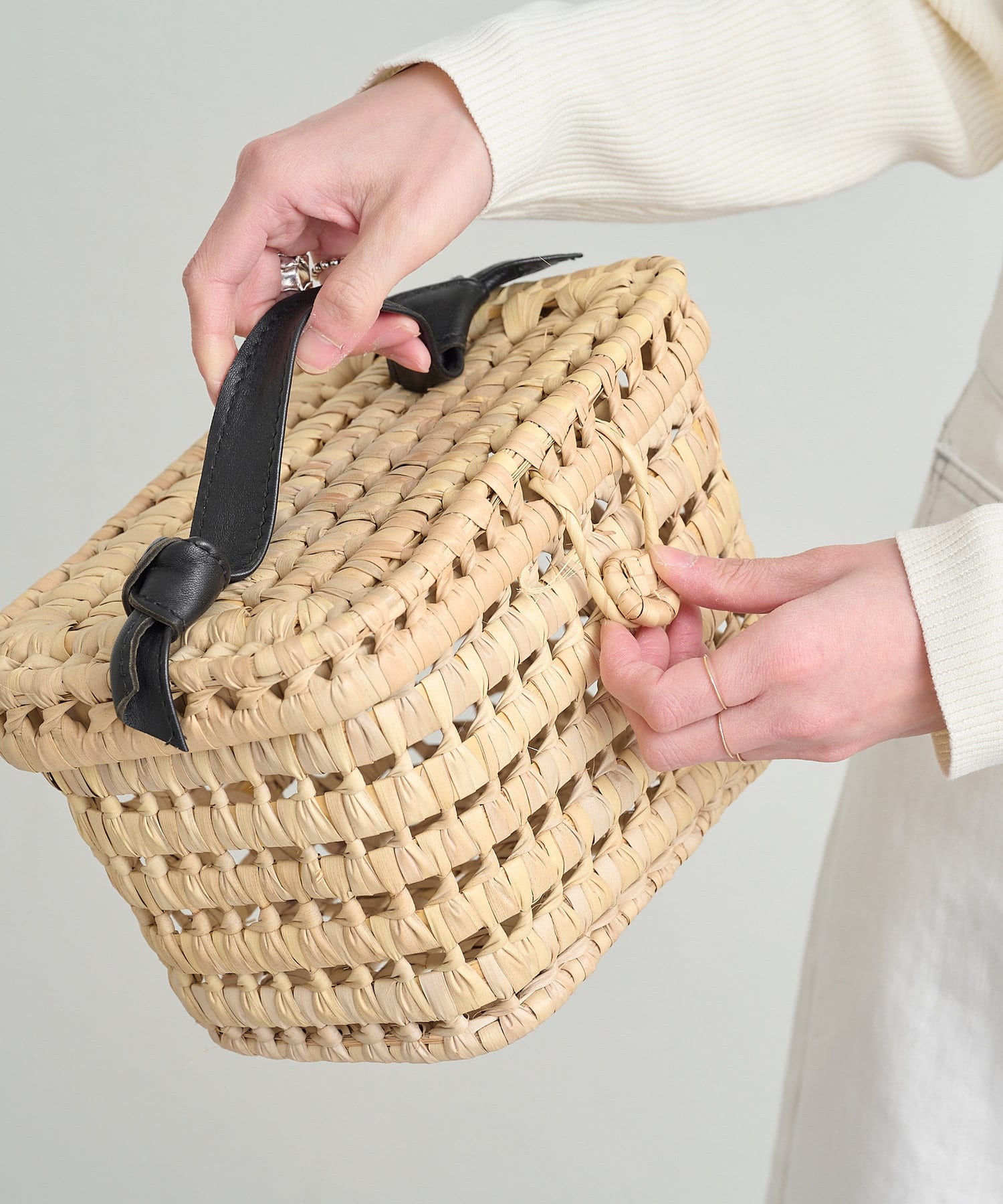 KECH LeS ESSENTIELS リボンハンドルボックスバッグ KECH LeS ESSENTIELS＞RIBBON HANDLE BOX BAG/バッグ
