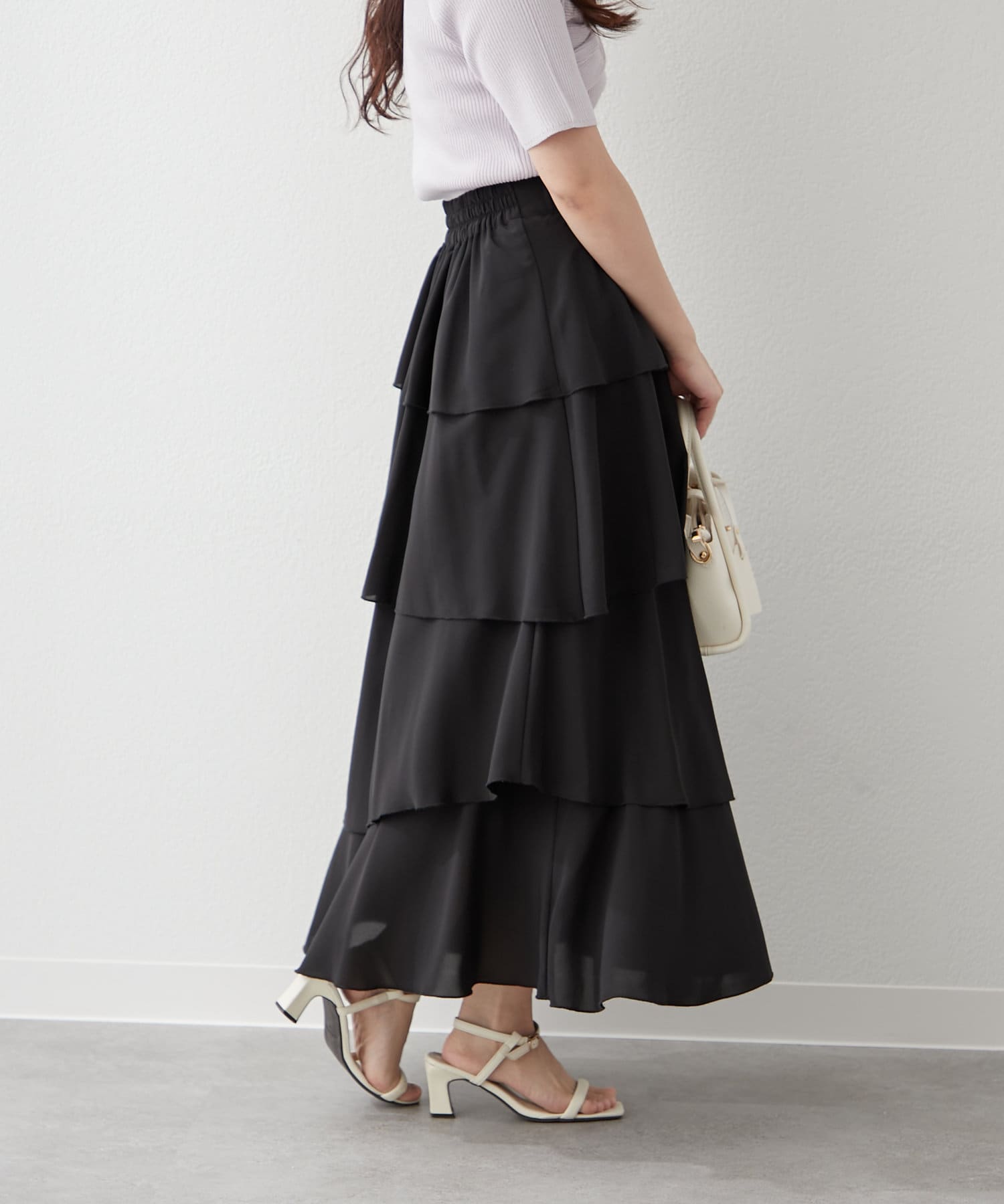NICE CLAUP / OLIVE des OLIVE OUTLET(ナイスクラップ  / オリーブ デ オリーブ アウトレット) 【春の新作】【OUTLET限定】アシメティアードスカート
