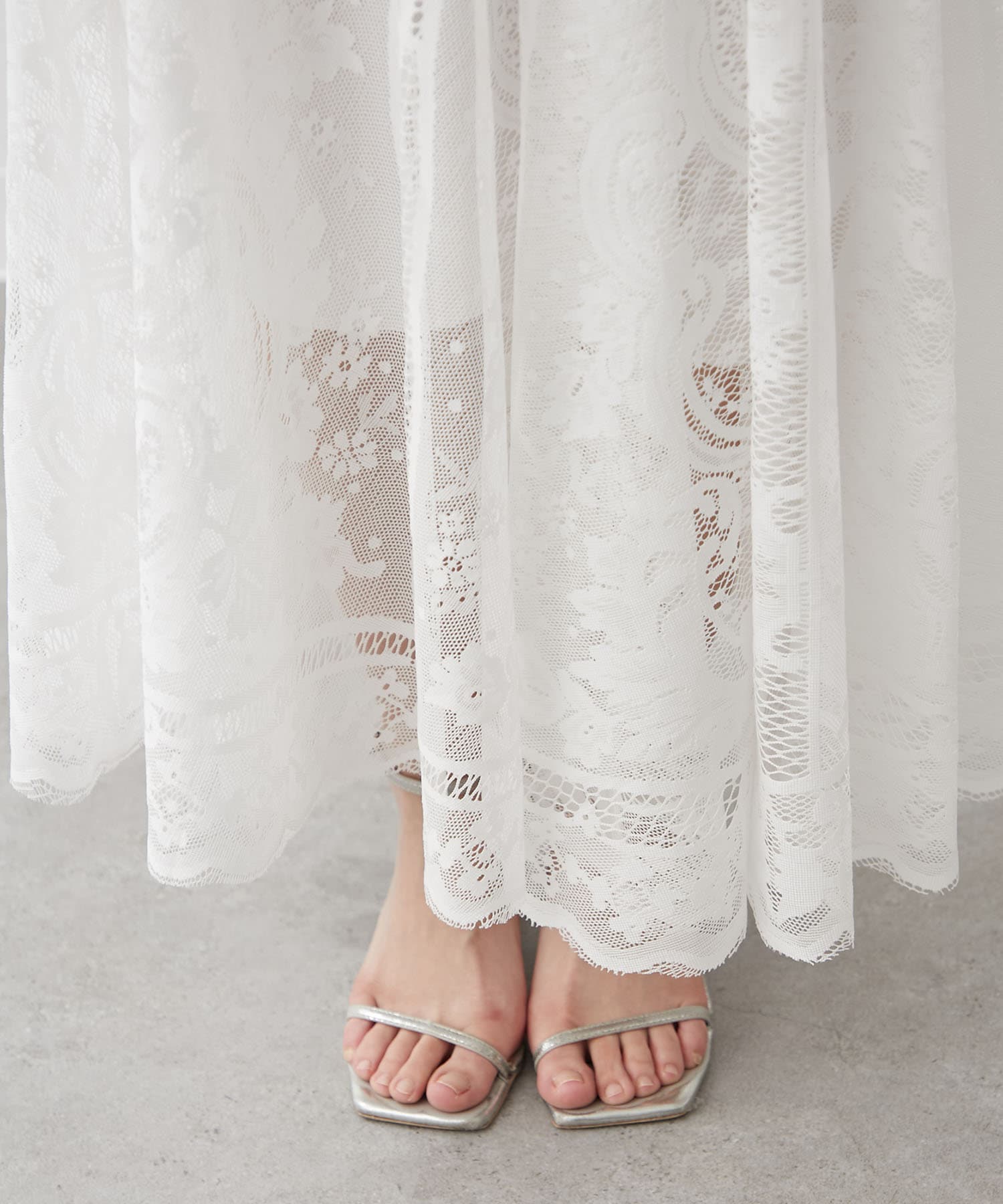 Remind me and forever(リマインドミーアンドフォーエバー) 《春トレンドキーワード”lace”》レースフレアースカート
