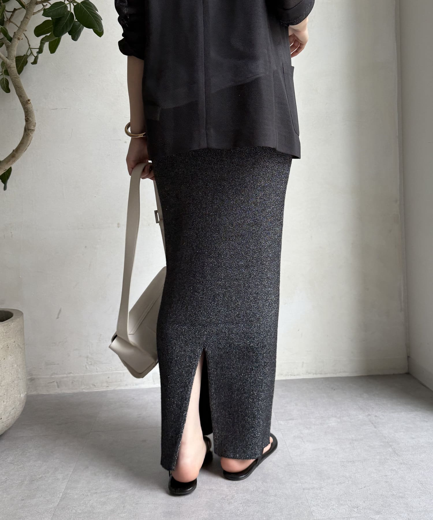 DOUDOU(ドゥドゥ) 【WEB限定】 ラメニットタイトスカート