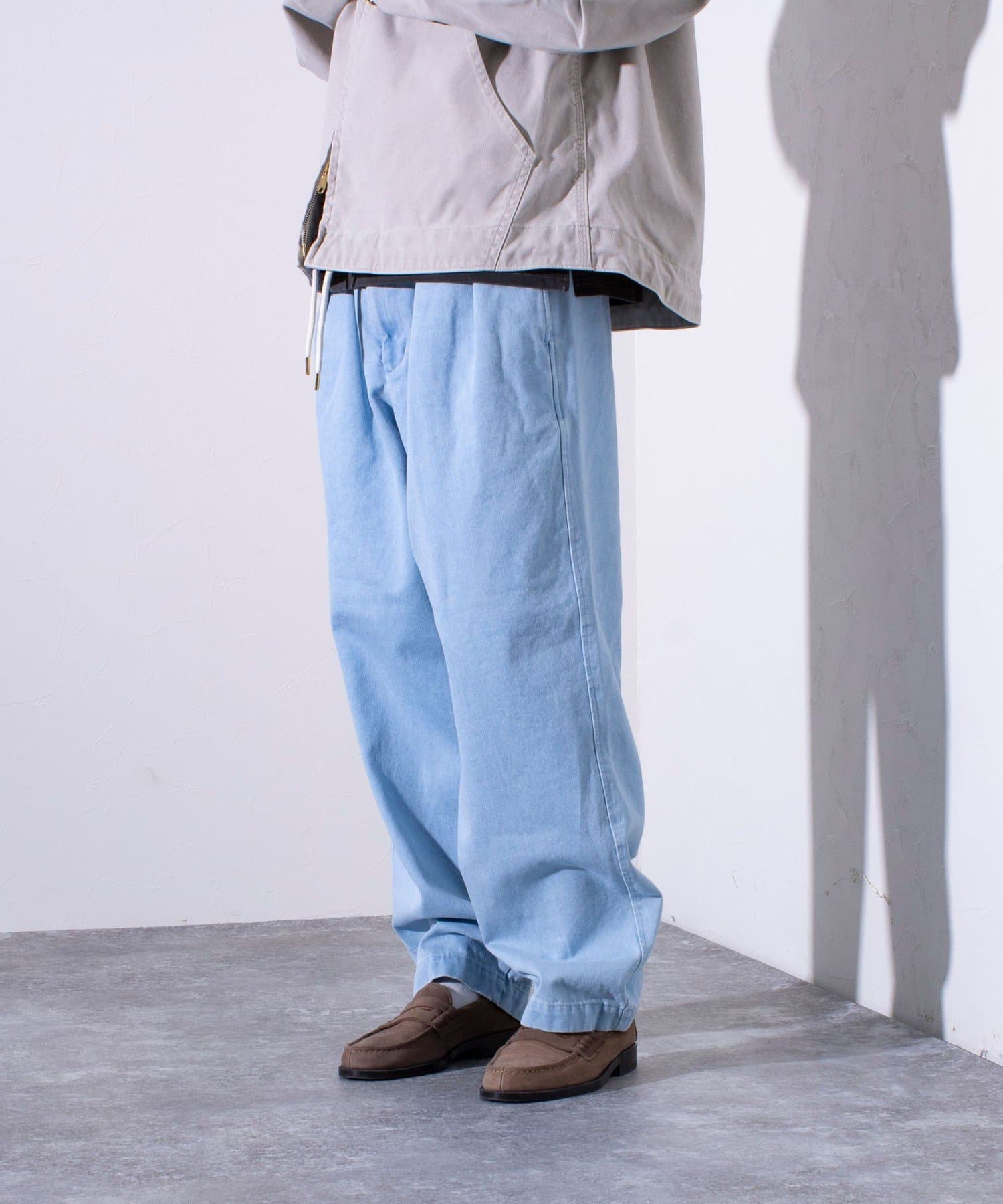 GLOSTER】デニムツータックトラウザー ワイドパンツ ワイド