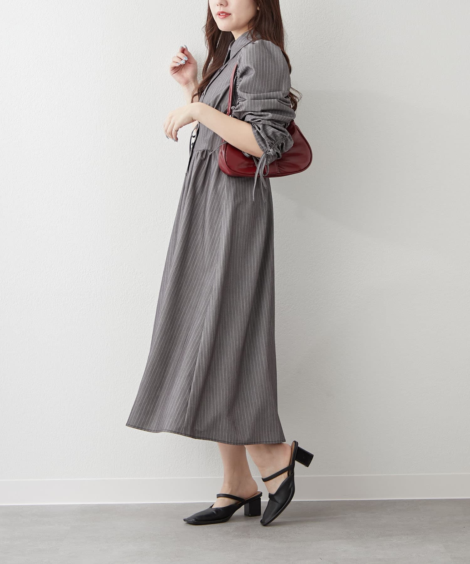 NICE CLAUP / OLIVE des OLIVE OUTLET(ナイスクラップ  / オリーブ デ オリーブ アウトレット) 【春の新作】【OUTLET限定】ドロスト切替ワンピース