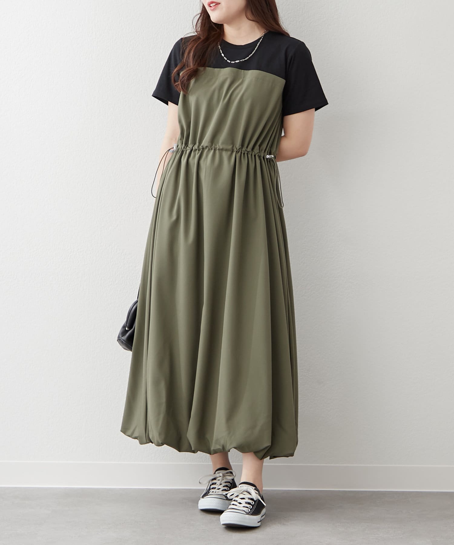 新色登場！】一枚でらくちん！ドッキングバルーンワンピース