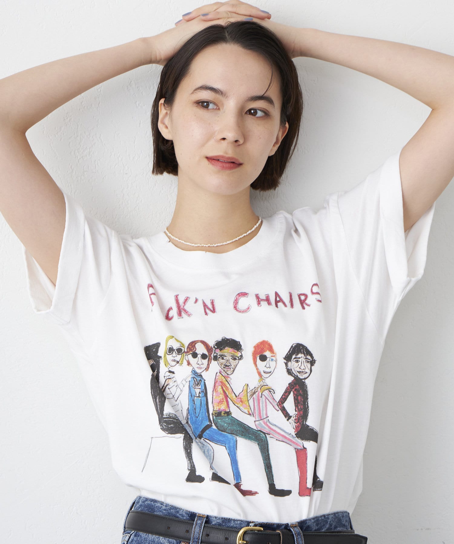 Whim Gazette(ウィム ガゼット) レディース 【UNFORTUNATE PORTRAIT】Rock'n Chairs Tシャツ ホワイト