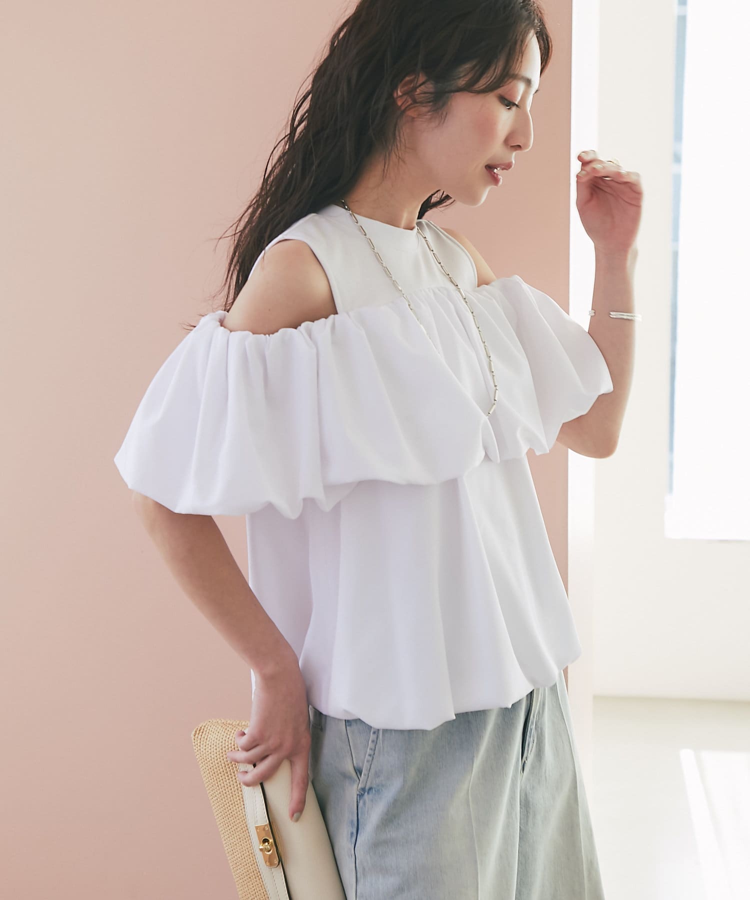 La boutique BonBon(ラブティックボンボン) 【華奢見えが叶う】ドッキングバルーンブラウス