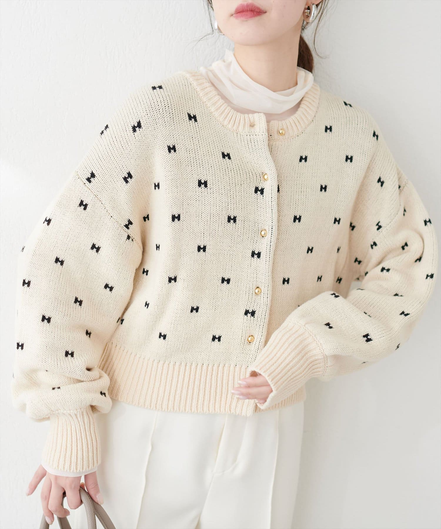 NICE CLAUP / OLIVE des OLIVE OUTLET(ナイスクラップ  / オリーブ デ オリーブ アウトレット) 【EVERY VERY.】リボンハートジャガードカーディガン