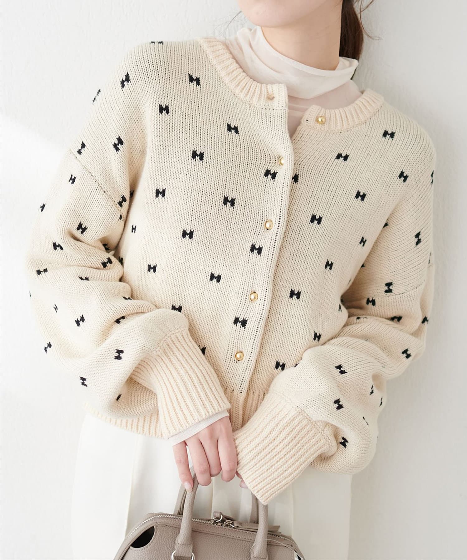 EVERY VERY.】リボンハートジャガードカーディガン | NICE CLAUP  