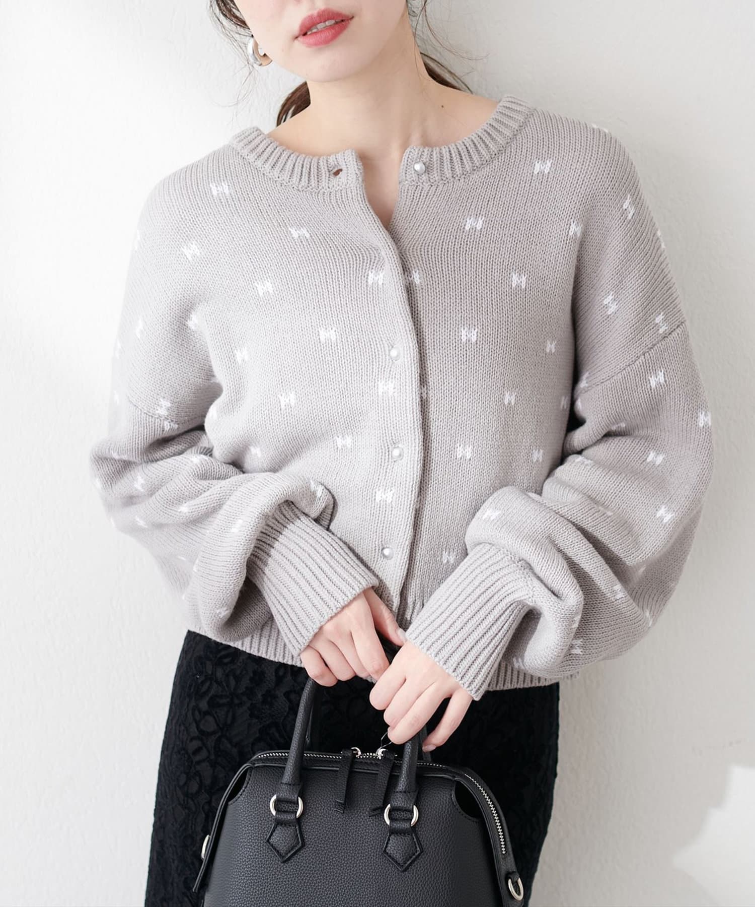 NICE CLAUP / OLIVE des OLIVE OUTLET(ナイスクラップ  / オリーブ デ オリーブ アウトレット) 【EVERY VERY.】リボンハートジャガードカーディガン