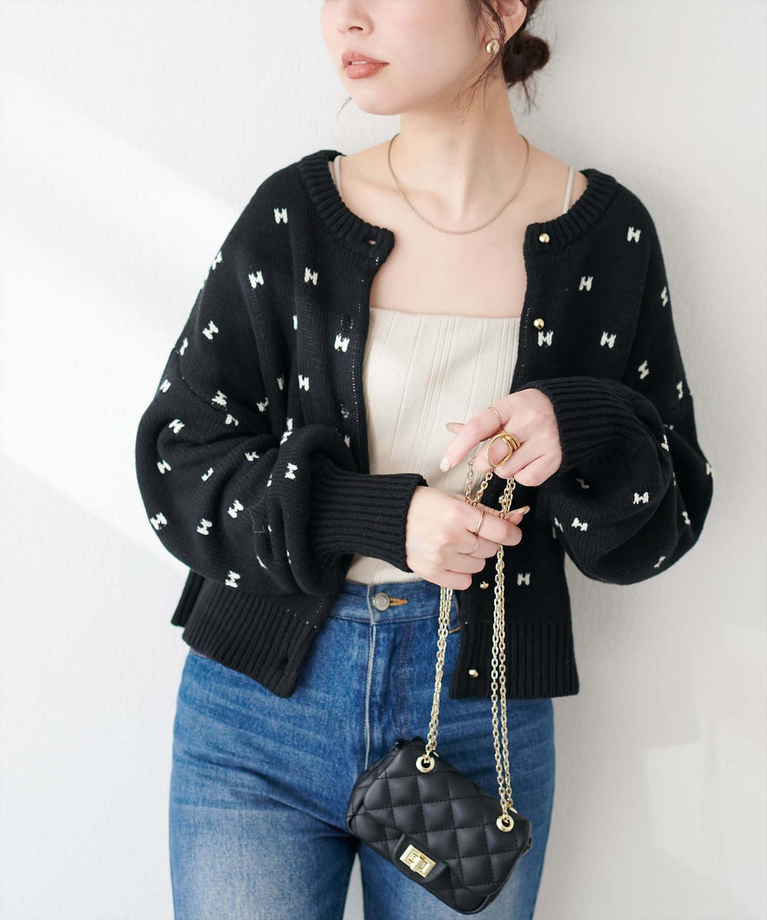 NICE CLAUP / OLIVE des OLIVE OUTLET(ナイスクラップ  / オリーブ デ オリーブ アウトレット) 【EVERY VERY.】リボンハートジャガードカーディガン