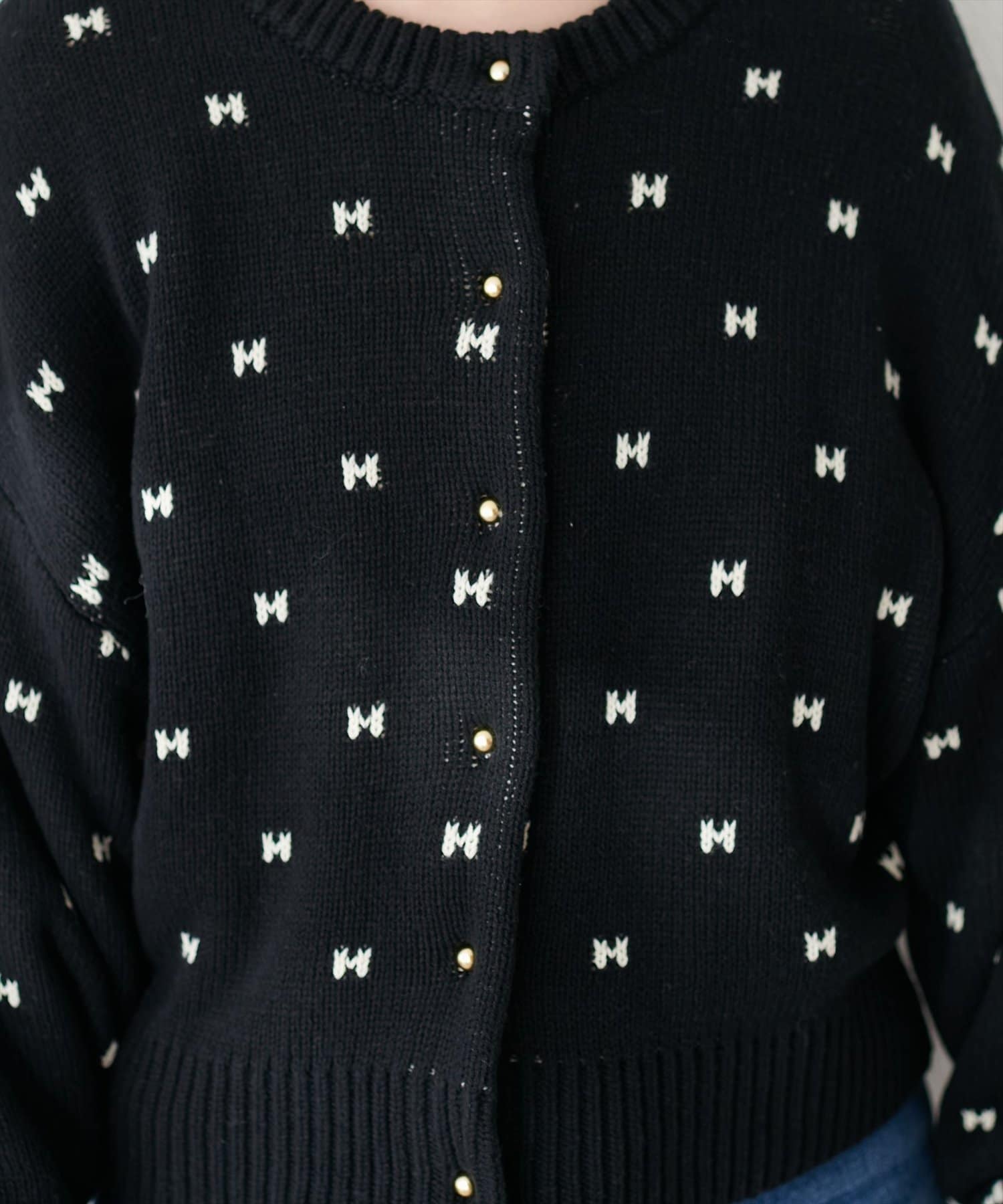 NICE CLAUP / OLIVE des OLIVE OUTLET(ナイスクラップ  / オリーブ デ オリーブ アウトレット) 【EVERY VERY.】リボンハートジャガードカーディガン