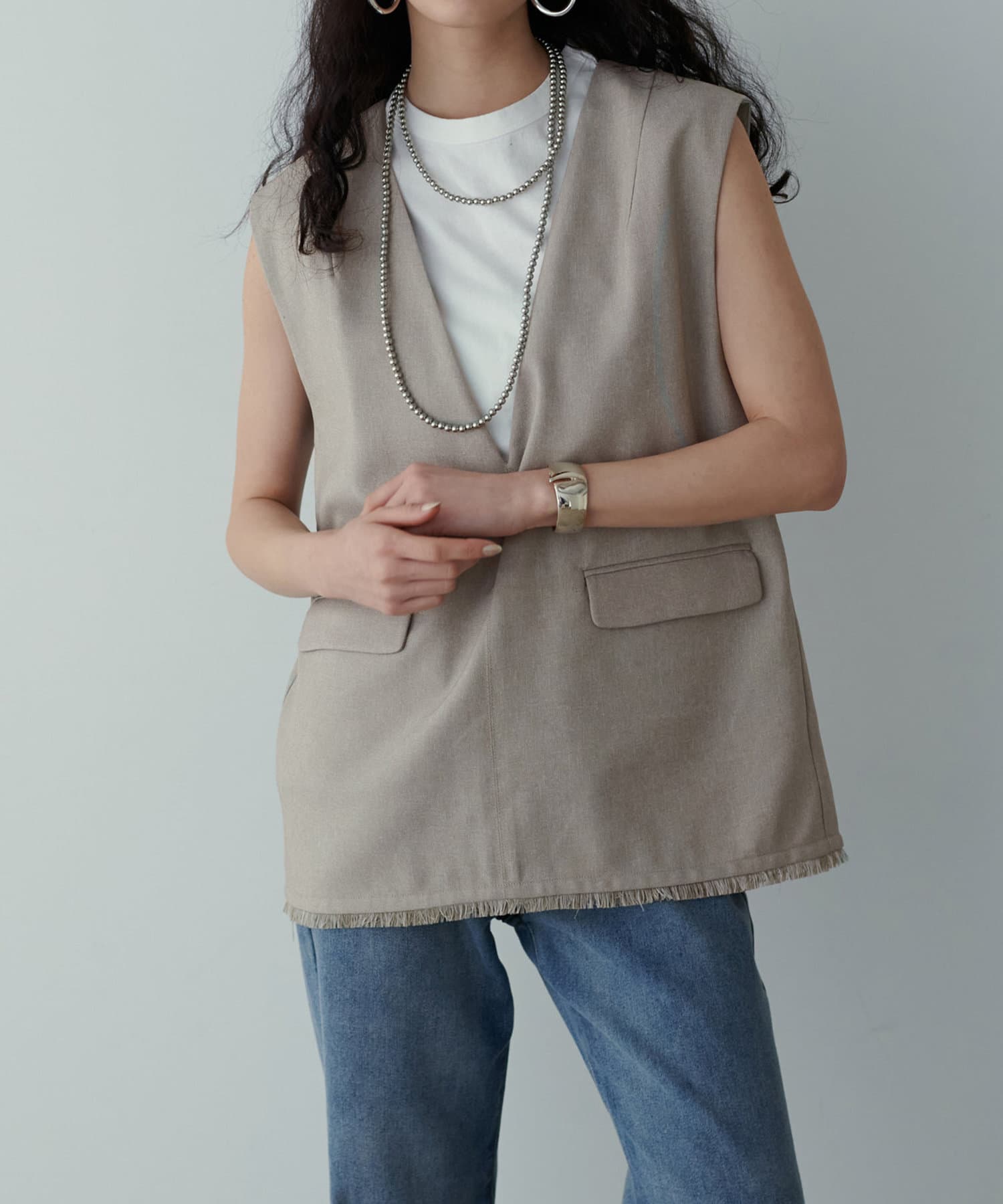 NICE CLAUP / OLIVE des OLIVE OUTLET(ナイスクラップ  / オリーブ デ オリーブ アウトレット) 【LARUTA】ピグメントクルーネックノースリT