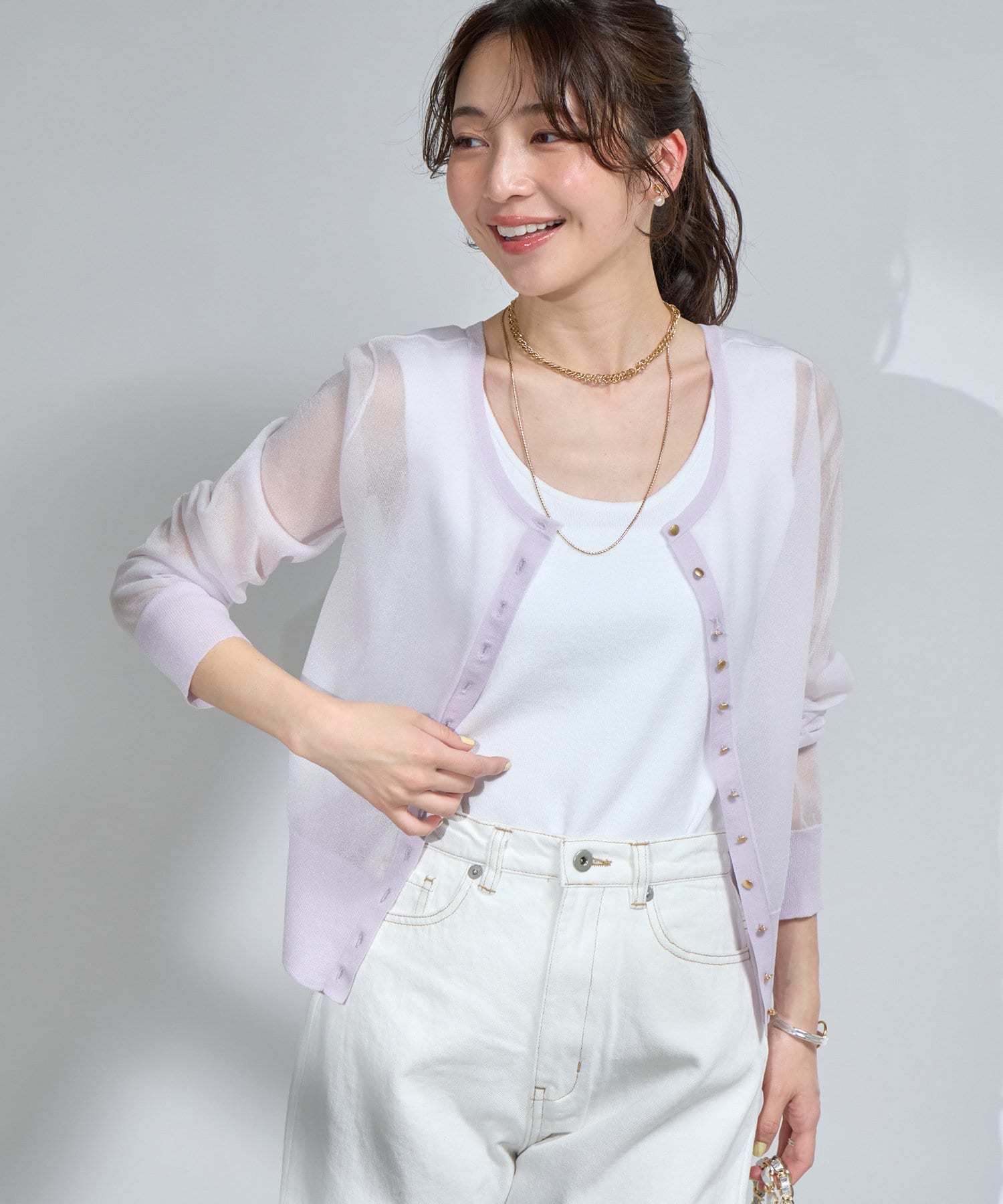 シアー2WAYクルーネックカーディガン | La boutique BonBon