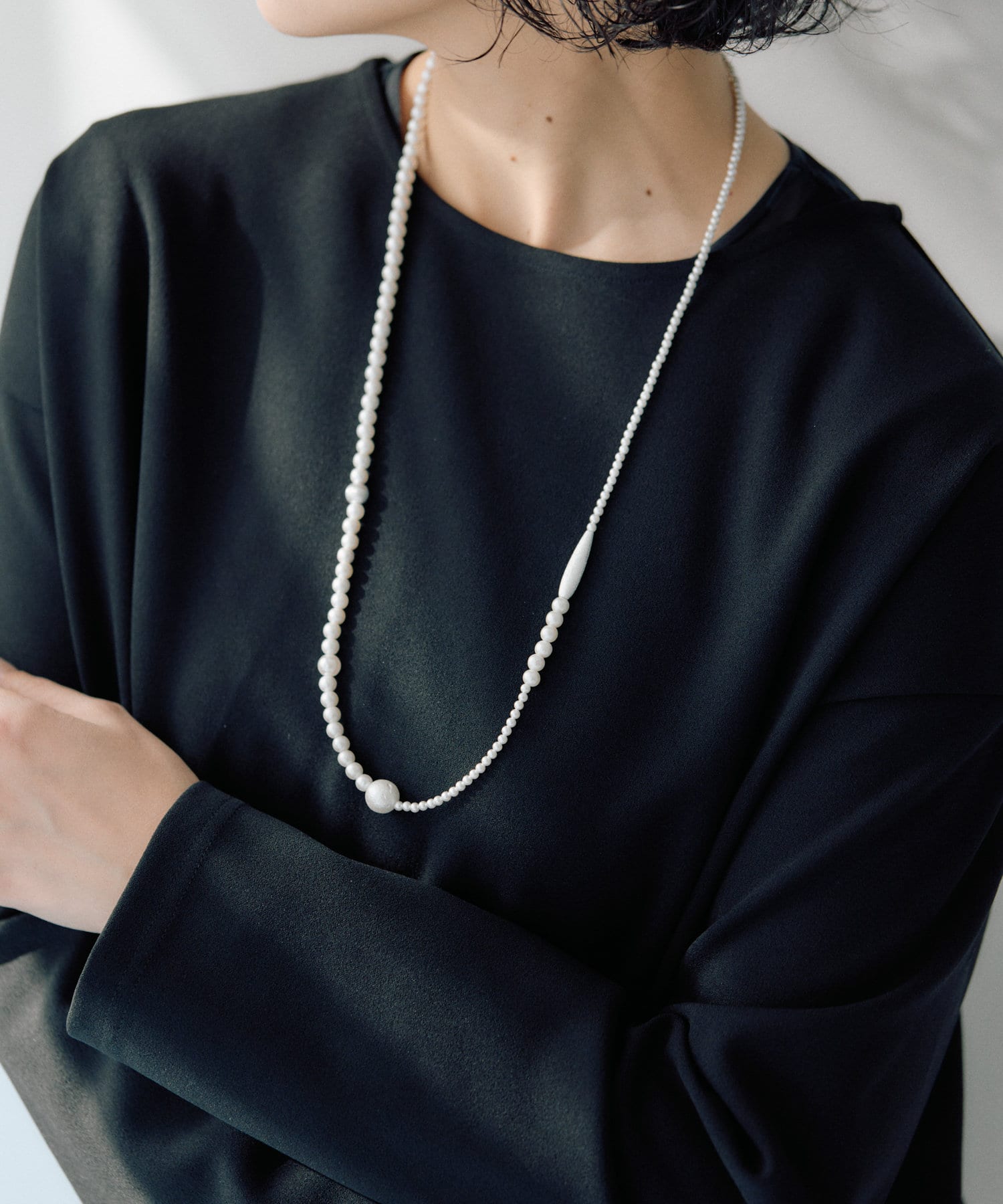 ear PAPILLONNER(イア パピヨネ) 《スターリングシルバー使用》シルバーデザインパールネックレス
