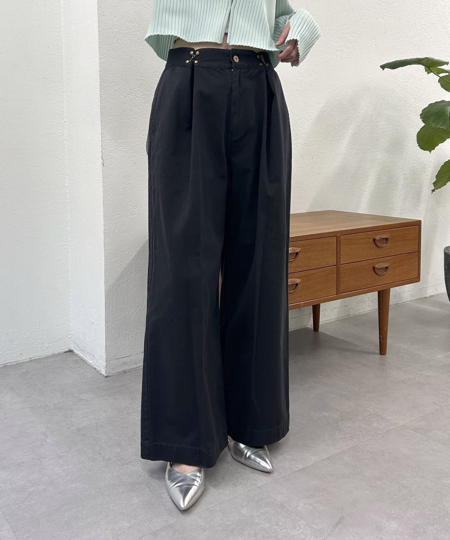 mystic(ミスティック) レディース Dickies 製品染めフックベルトパンツ ブラック