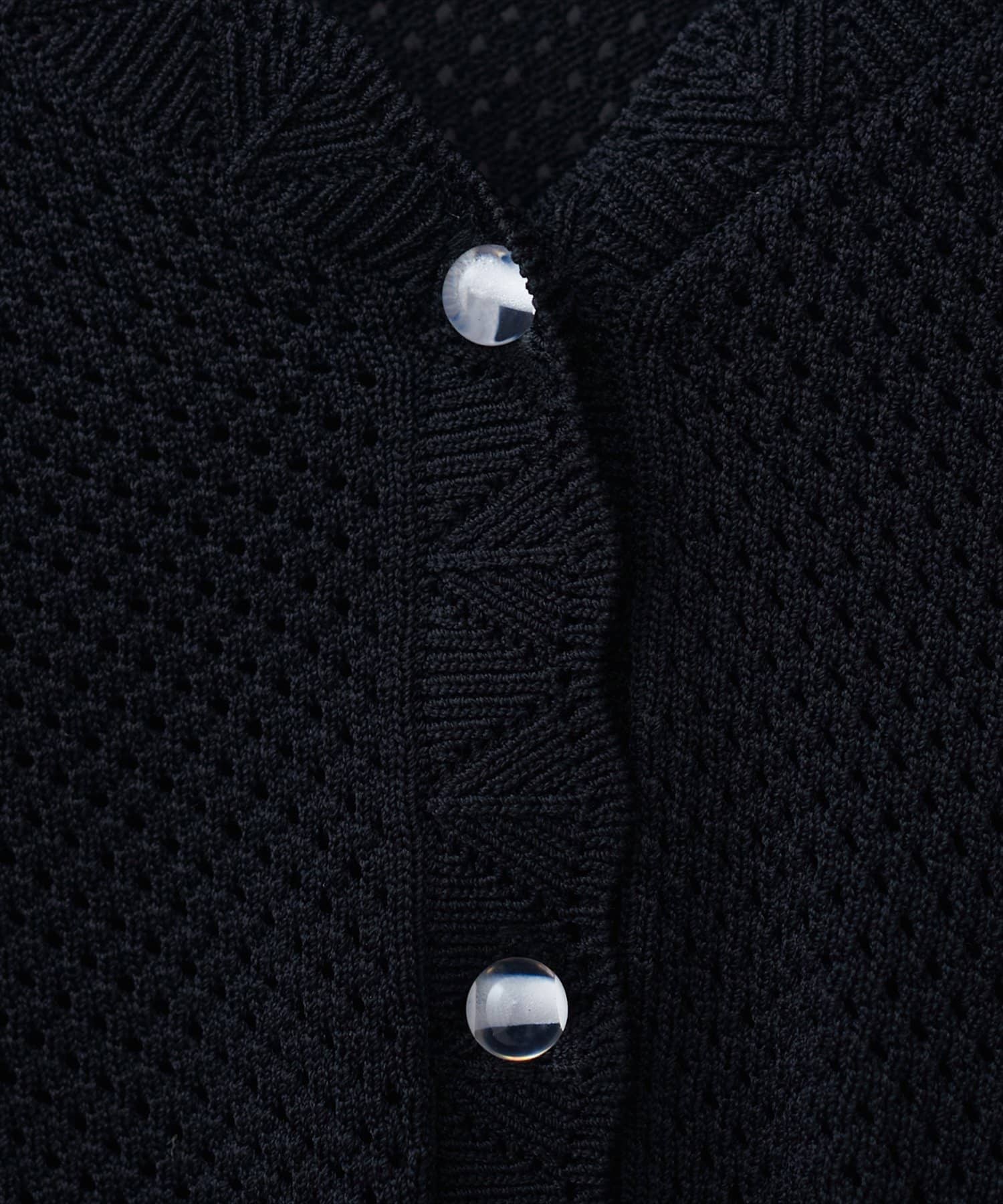 natural couture(ナチュラルクチュール) 【WEB限定】メッシュ編みクリア釦カーディガン