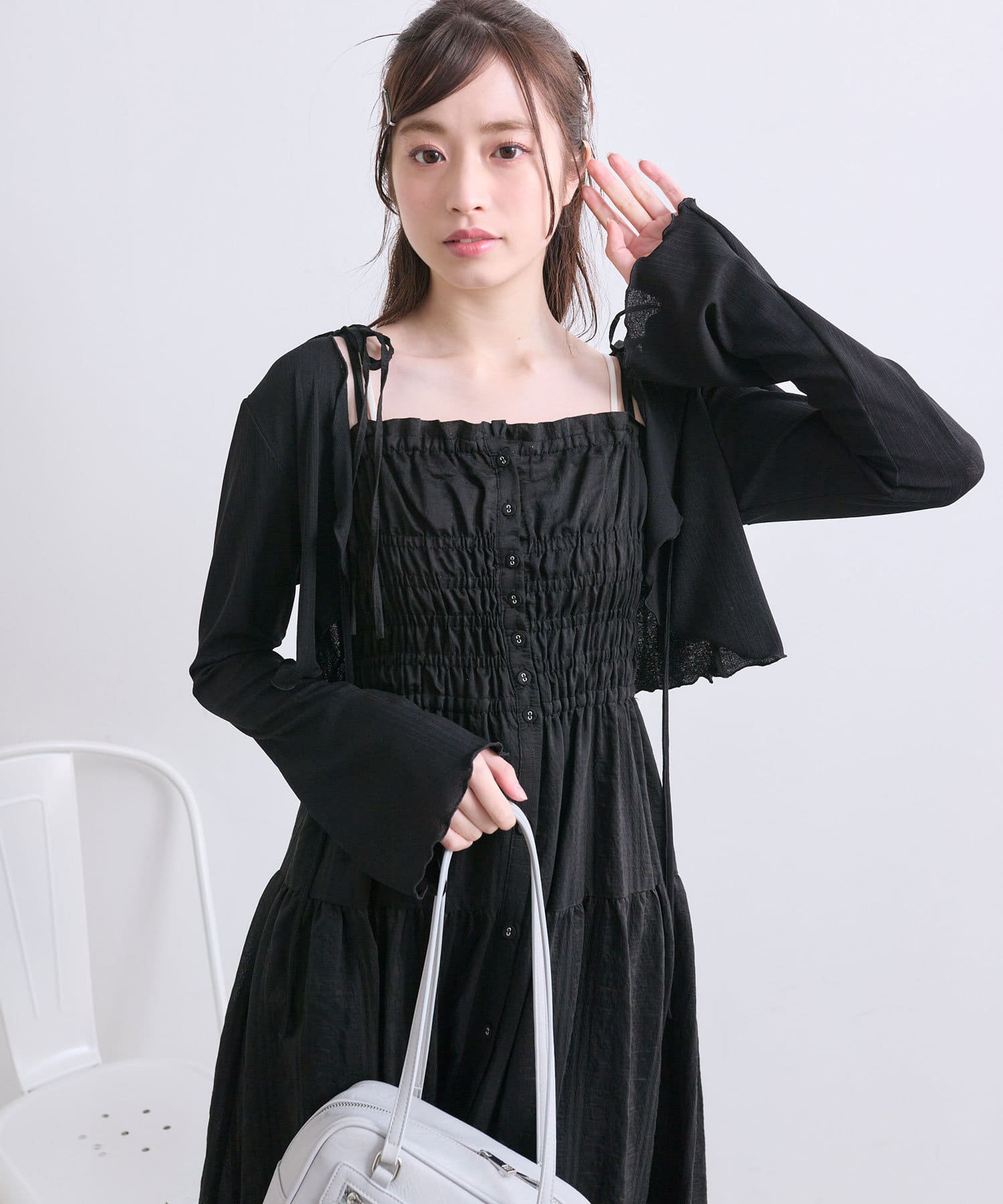OLIVE des OLIVE(オリーブ デ オリーブ) 前あきシャーリングキャミワンピ