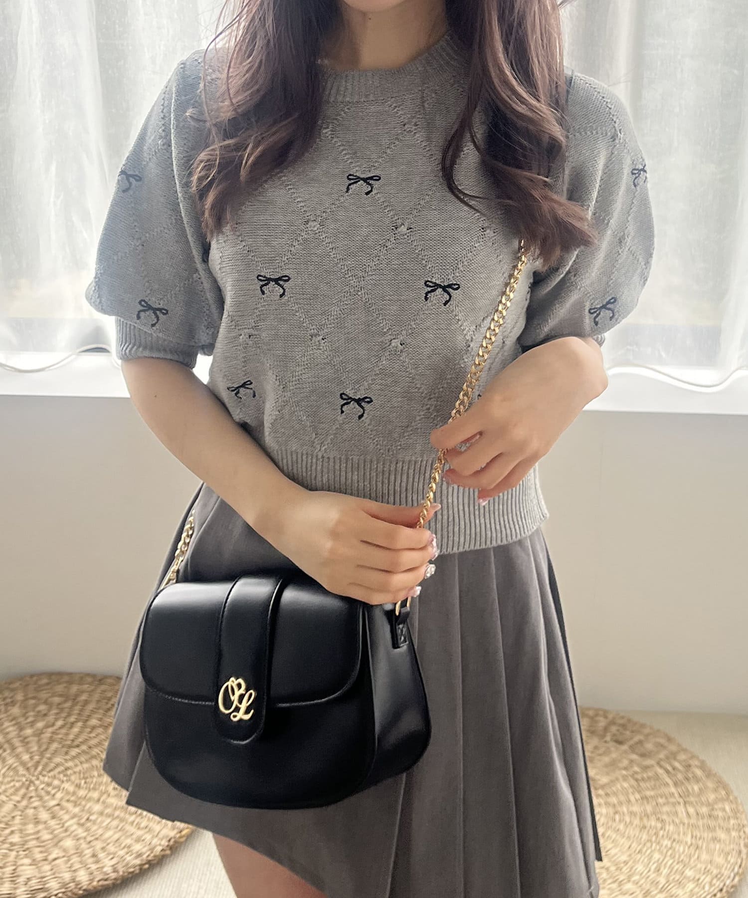 OLIVE des OLIVE(オリーブ デ オリーブ) 【WEB限定/リバイバル】リボン刺繍ニット