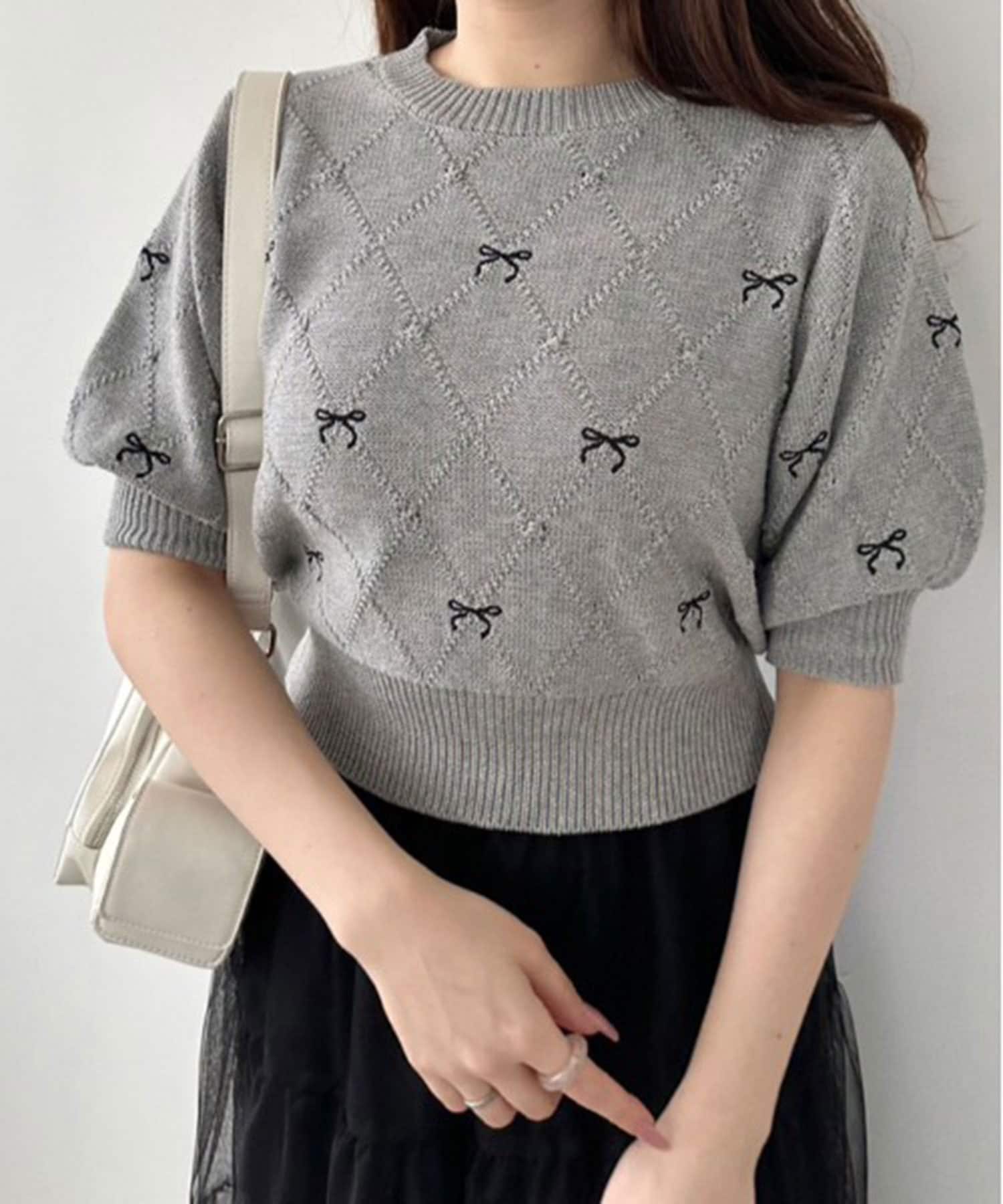 OLIVE des OLIVE(オリーブ デ オリーブ) 【WEB限定/リバイバル】リボン刺繍ニット