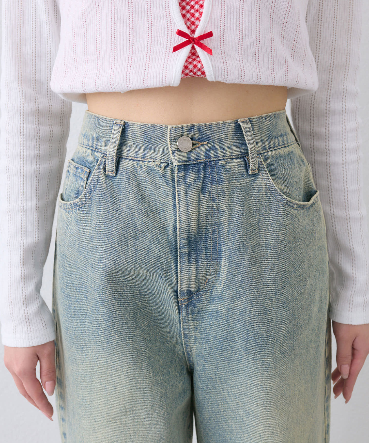 OLIVE des OLIVE(オリーブ デ オリーブ) 【S/Mサイズ展開】ポケットリボンデニムパンツ