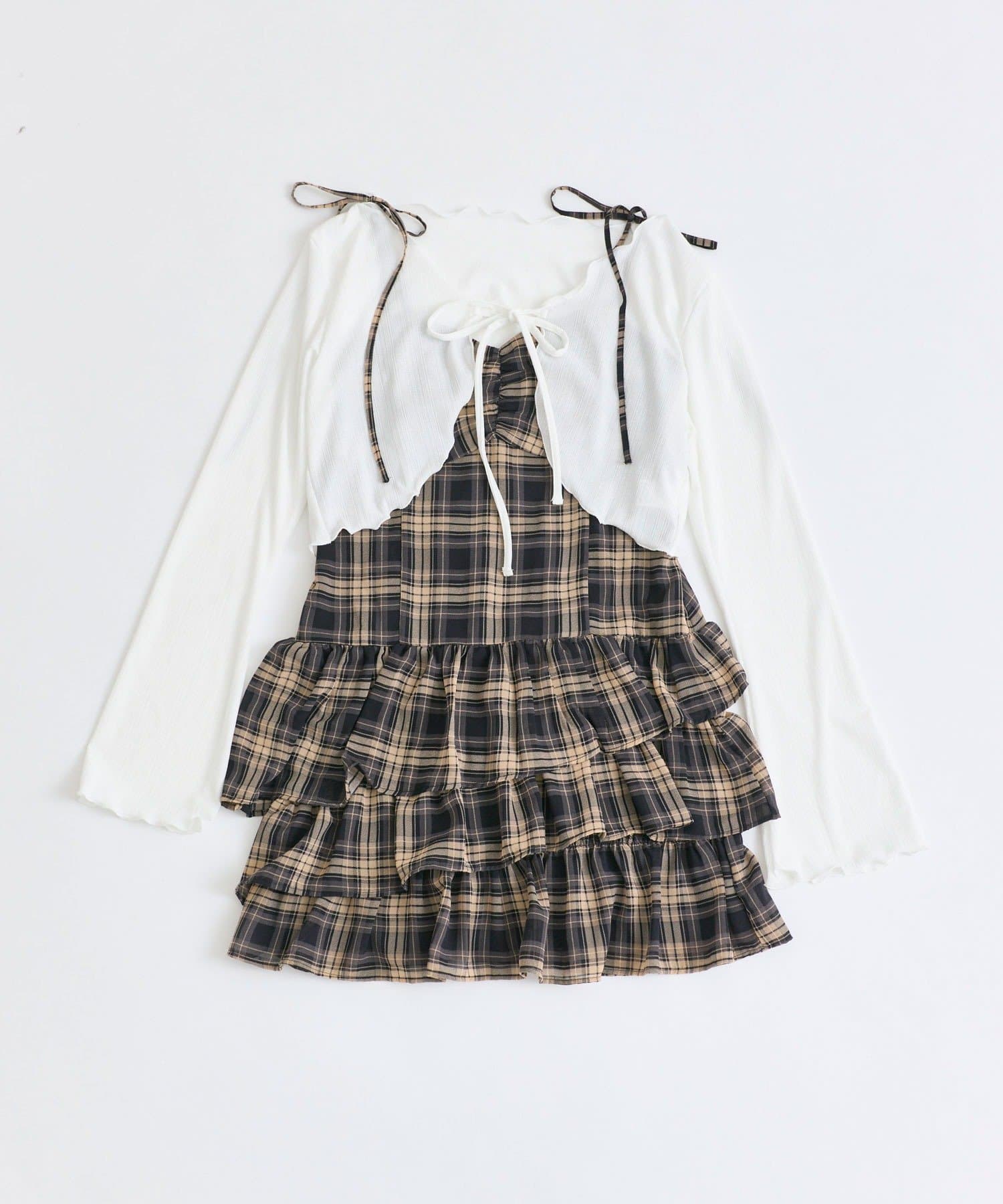 OLIVE des OLIVE(オリーブ デ オリーブ) 【SETアイテム・新色追加】フリルキャミワンピースとボレロのセット