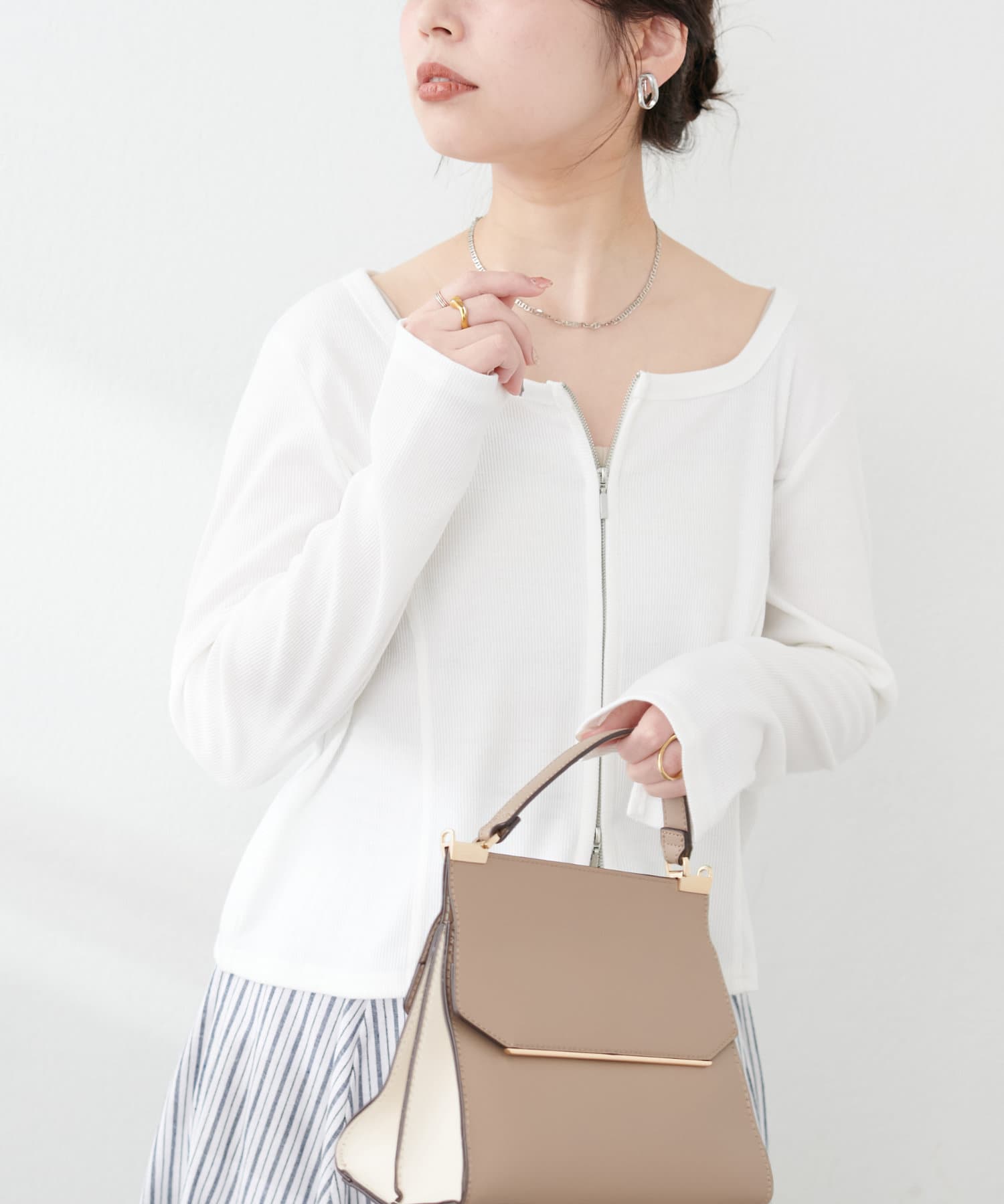 カーディガン　ナチュラルクチュール　ホワイト natural couture｜ナチュラルクチュールのカーディガン/ボレロ