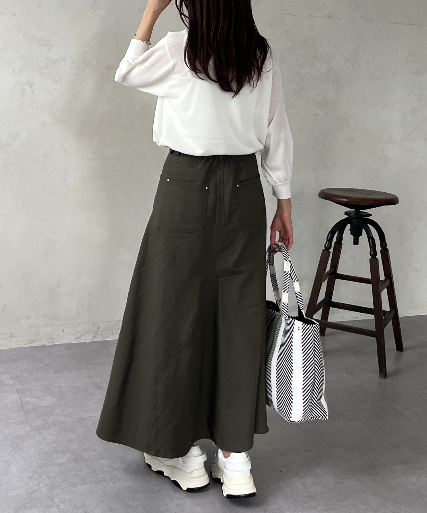 Chez toi(シェトワ) 落ち感ツイルロングスカート