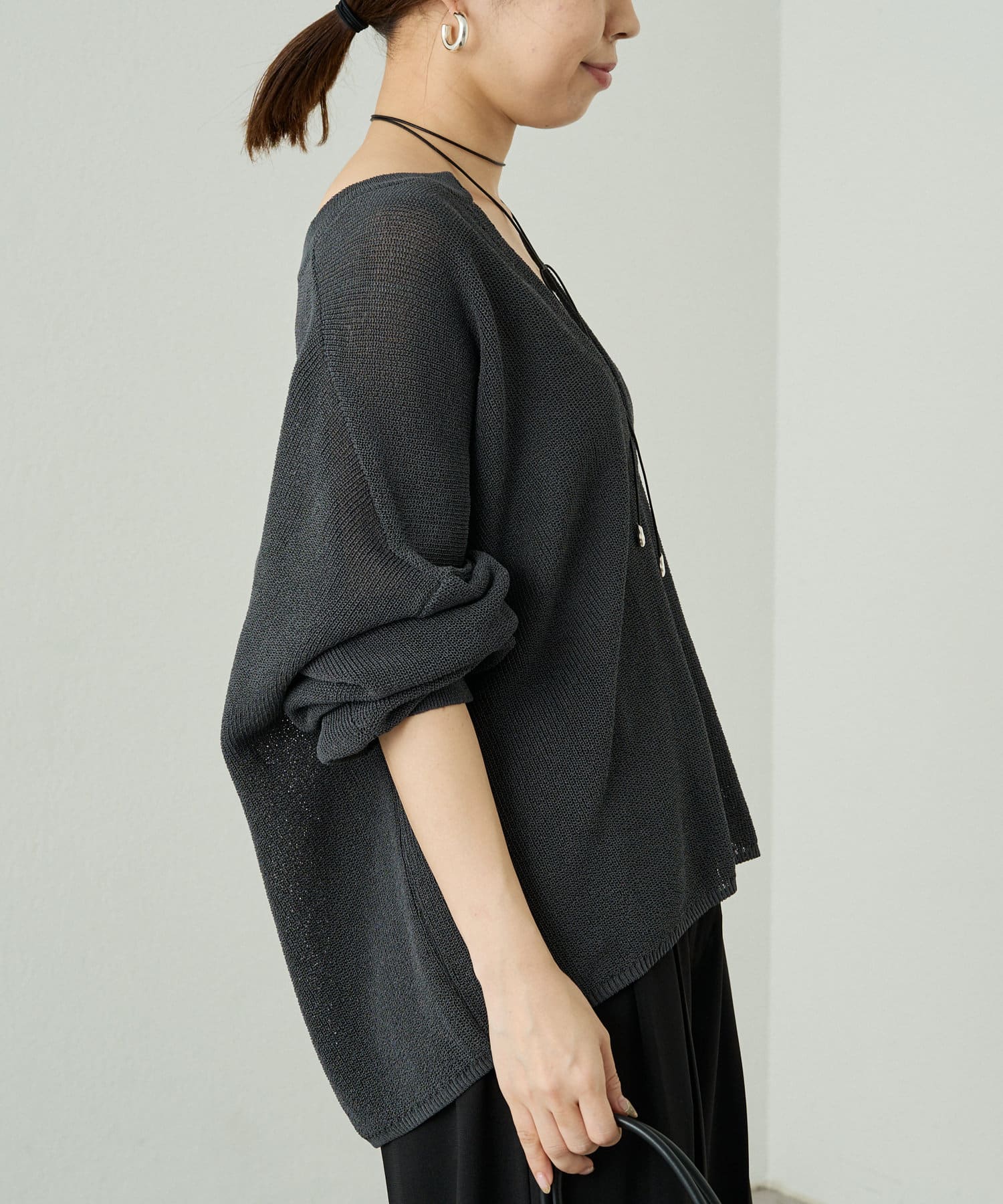 LOUNGEDRESS(ラウンジドレス) 【店頭人気№１/手洗い可】スキッパー和紙ニット
