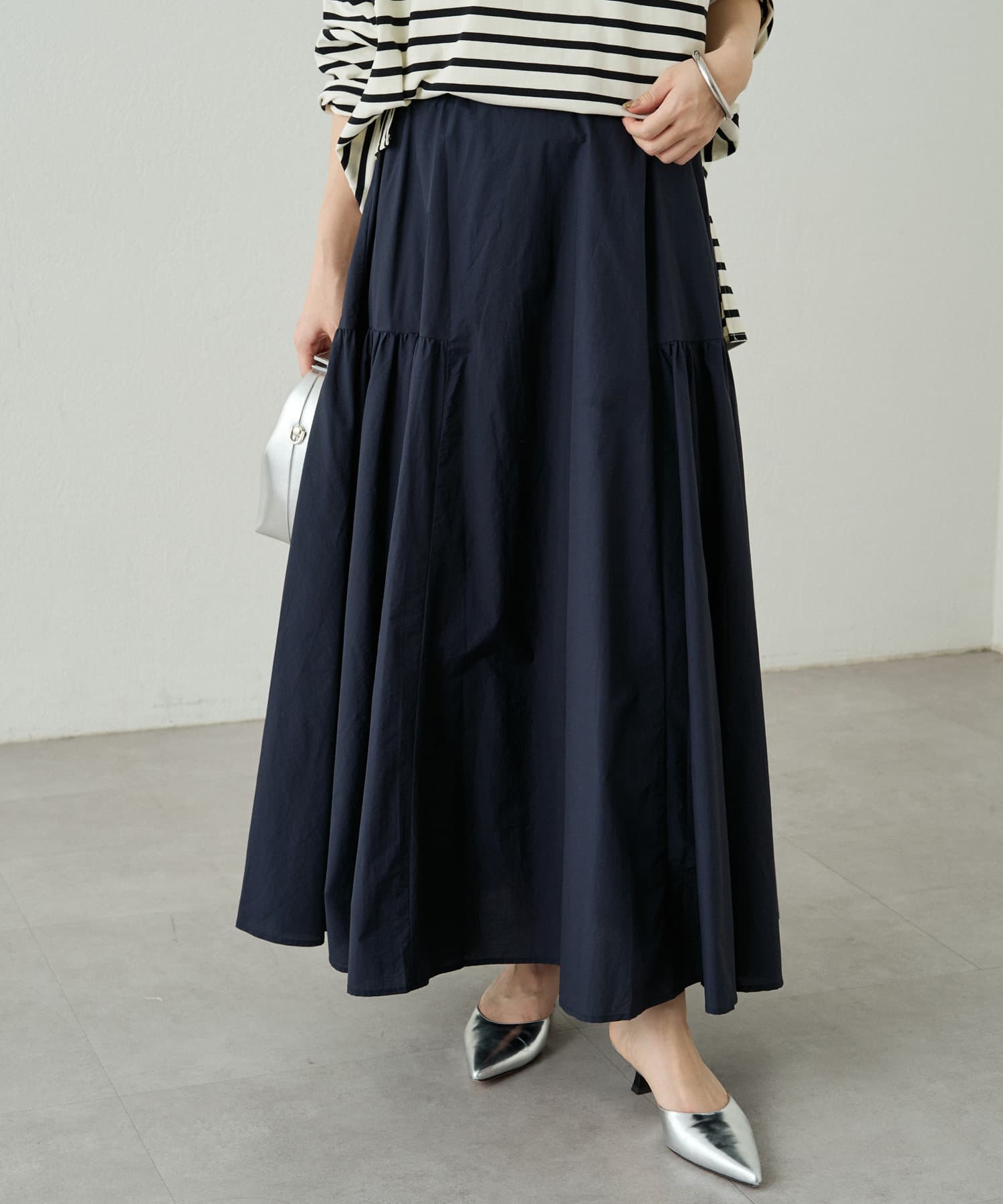 LOUNGEDRESS(ラウンジドレス) レディース パネルギャザースカート ネイビー
