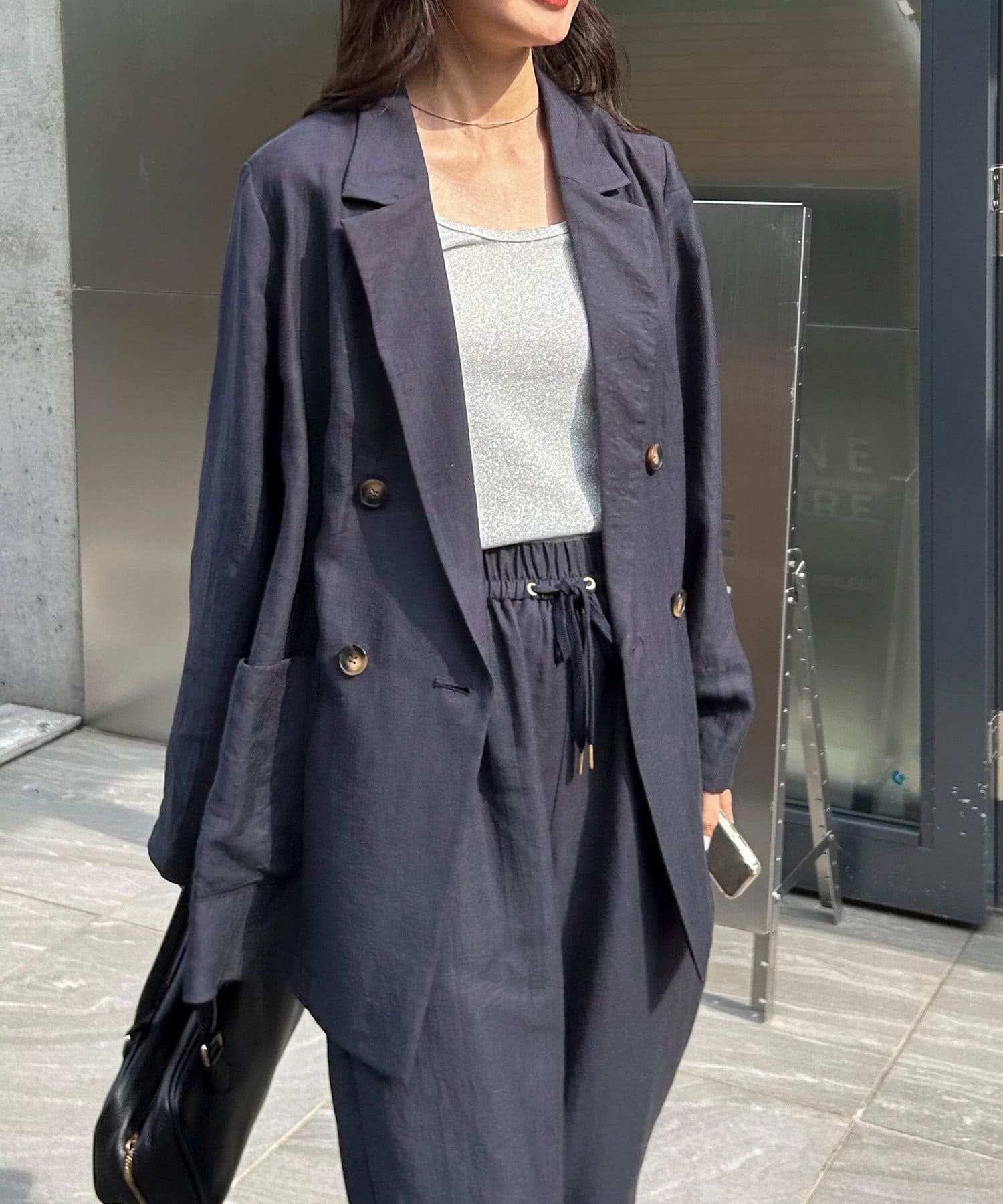 セットアップ対応》リネン混スラブツイルダブルジャケット | FREDY