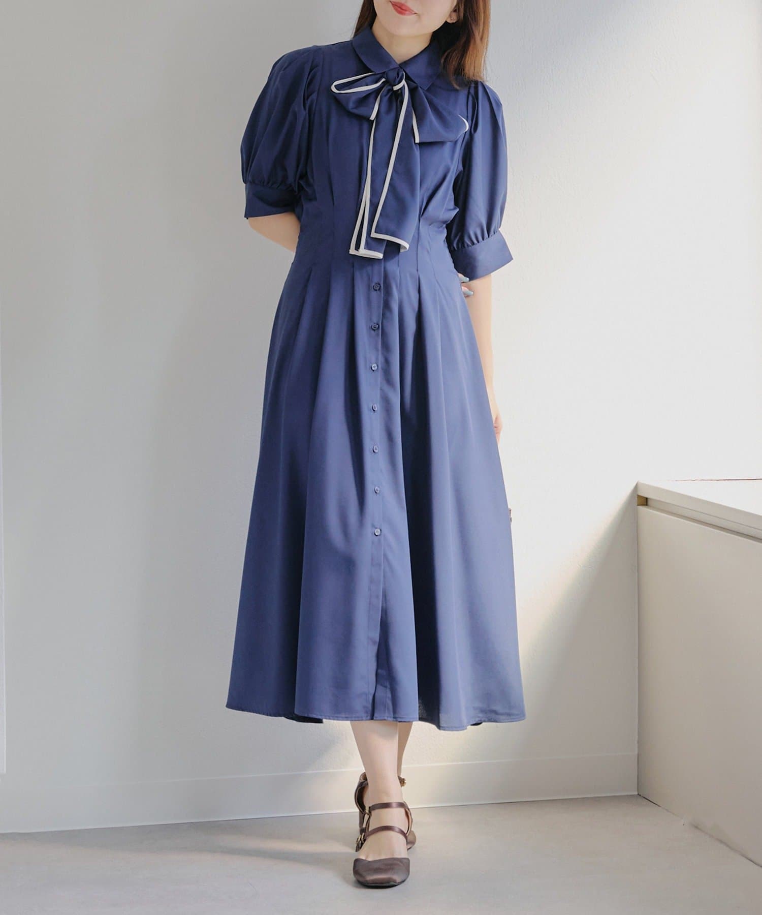 2025SS【ANOTHER BRANCH OLIVE des OLIVE】【選べる丈2タイプ】後ろレースupボウタイワンピース■ デザイン・ボウタイデザインでお出かけコーデにピッタリな主役級のワンピ