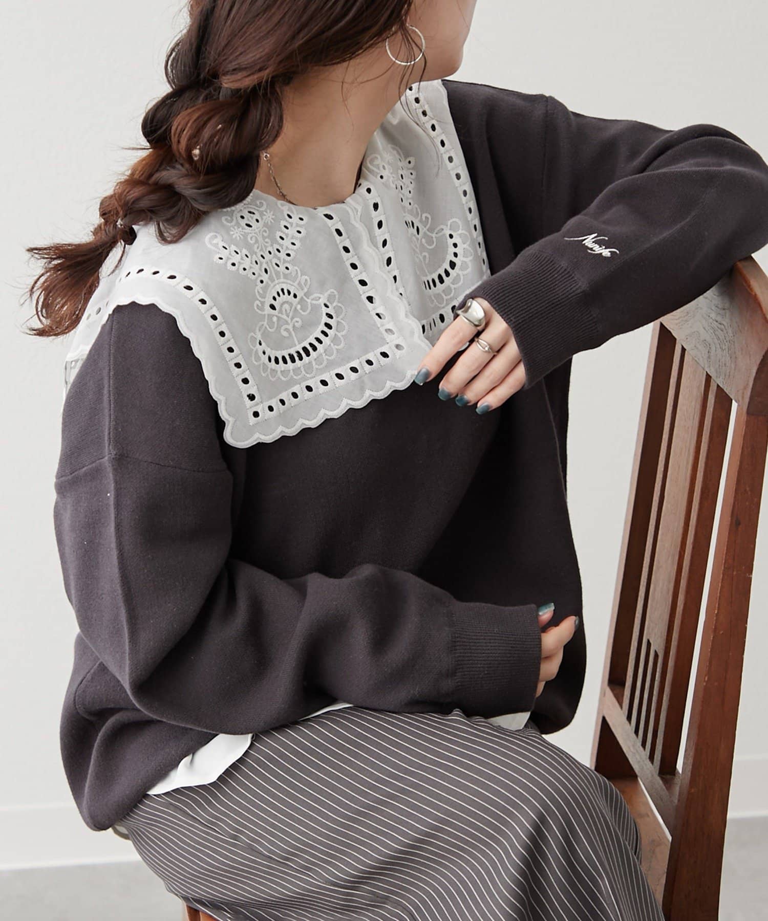 NICE CLAUP / OLIVE des OLIVE OUTLET(ナイスクラップ  / オリーブ デ オリーブ アウトレット) 【NUNIFE】スウェットライクプルオーバー