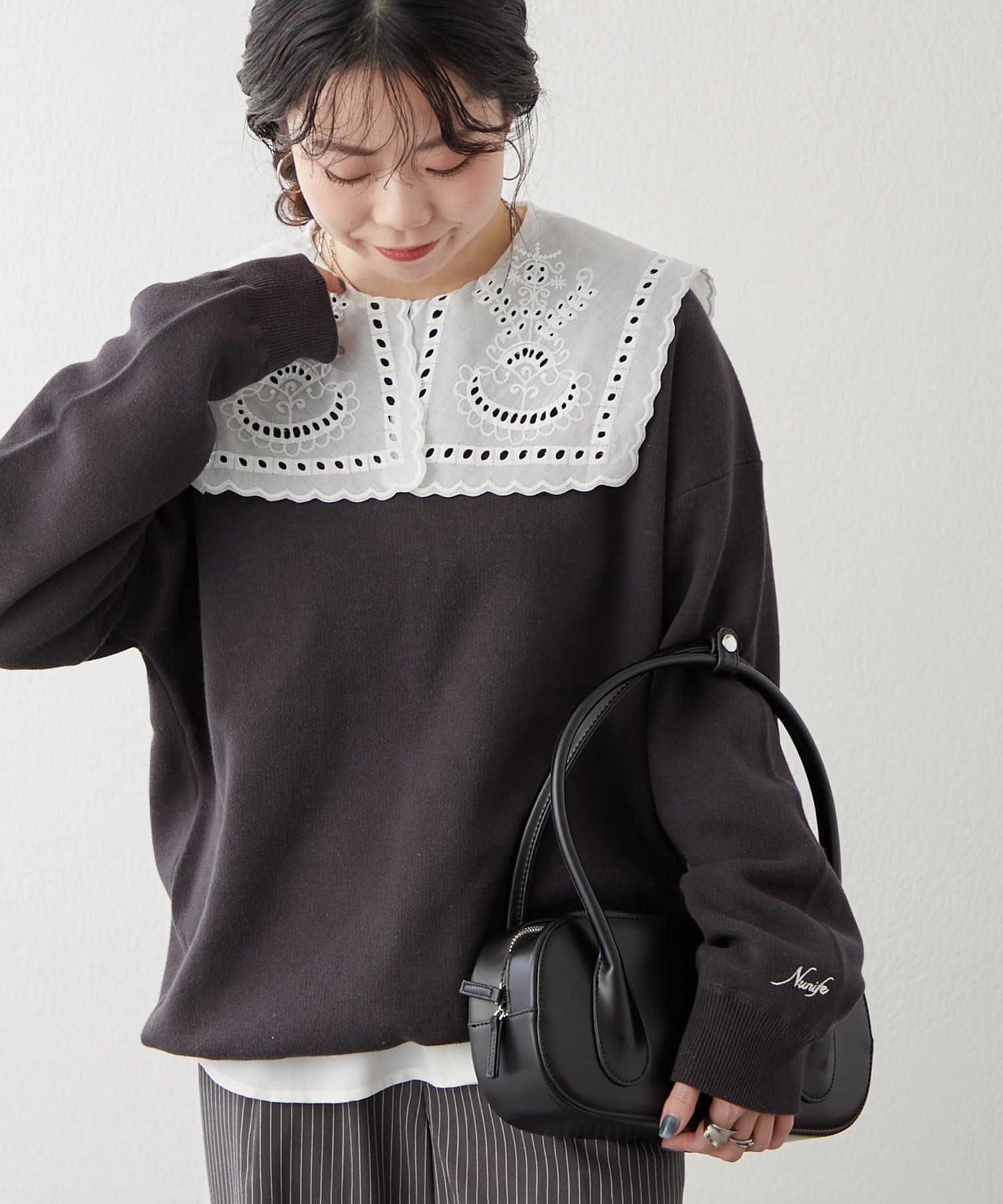 NICE CLAUP / OLIVE des OLIVE OUTLET(ナイスクラップ  / オリーブ デ オリーブ アウトレット) 【NUNIFE】スウェットライクプルオーバー